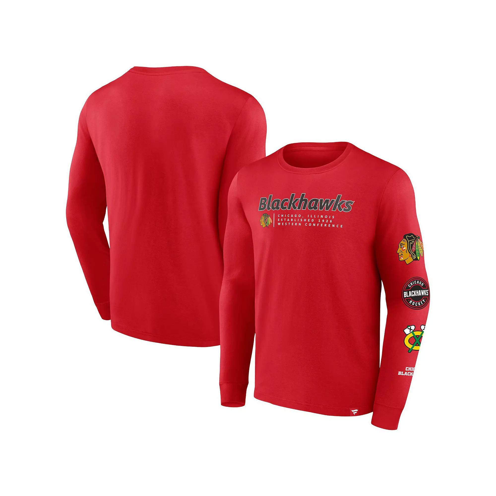 Mens Fanatics Branded Chicago Blackhawks Strike the Goal Long Sleeve T-Shirt Product Image