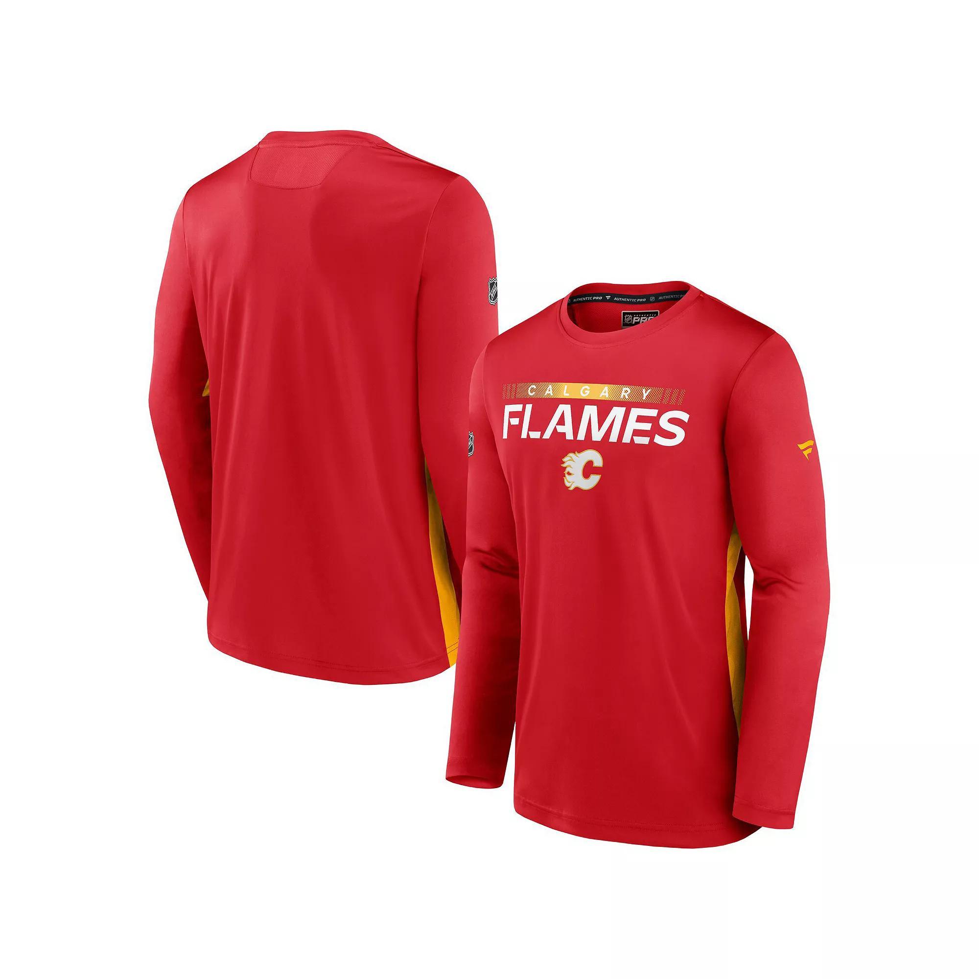 Men's Fanatics Branded Red Calgary Flames Authentic Pro Rink Performance Long Sleeve T-Shirt, Size: Small, Flm Red Product Image