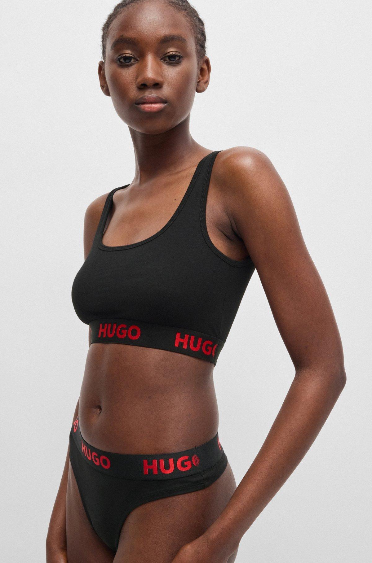 Stretch-cotton thong with logo waistband Product Image