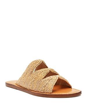 Ivy Raffia Flat Slide Sandals Product Image