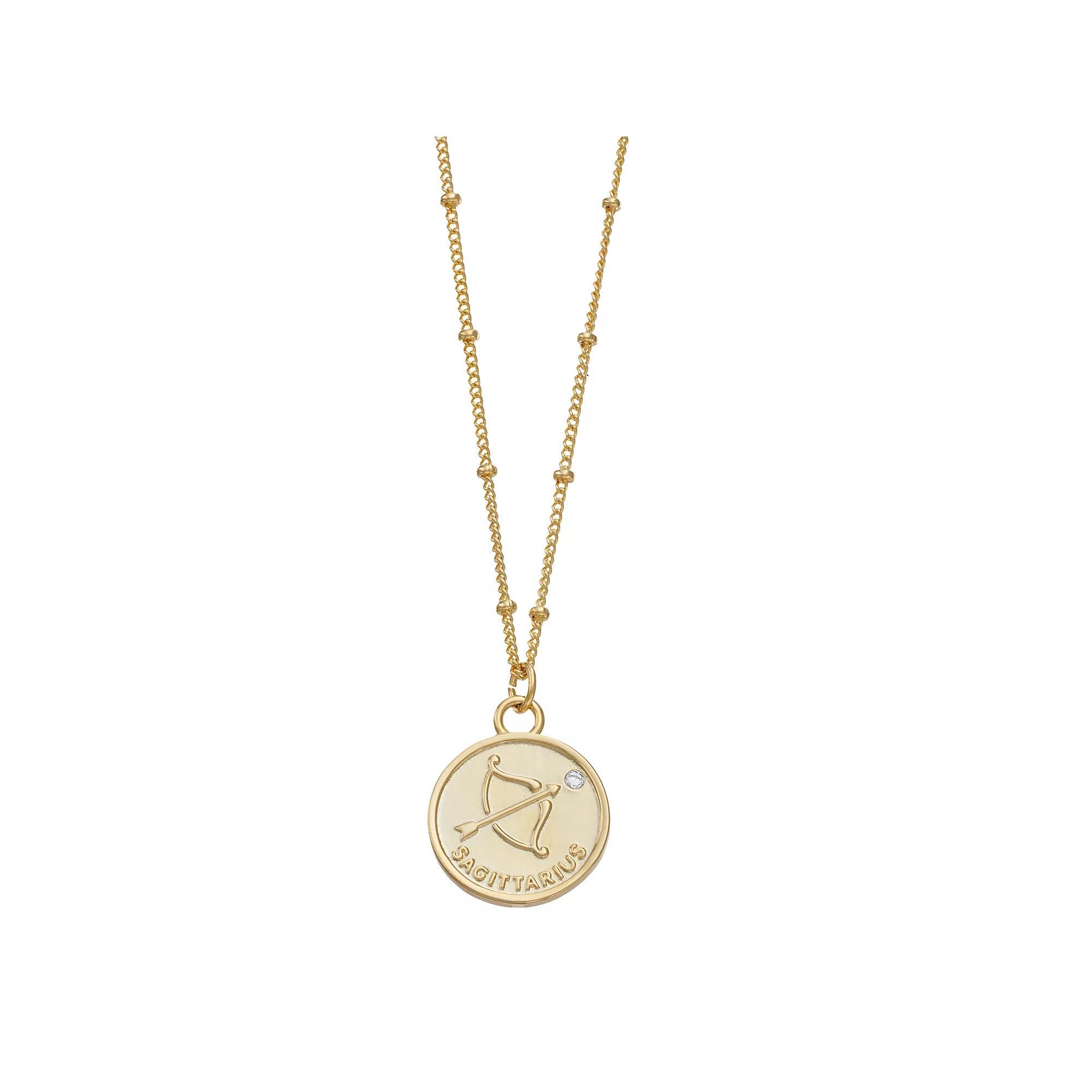 City Luxe Cubic Zirconia & Beaded Chain Zodiac Pendant Necklace, Women's, Gold Tone Gemini Product Image