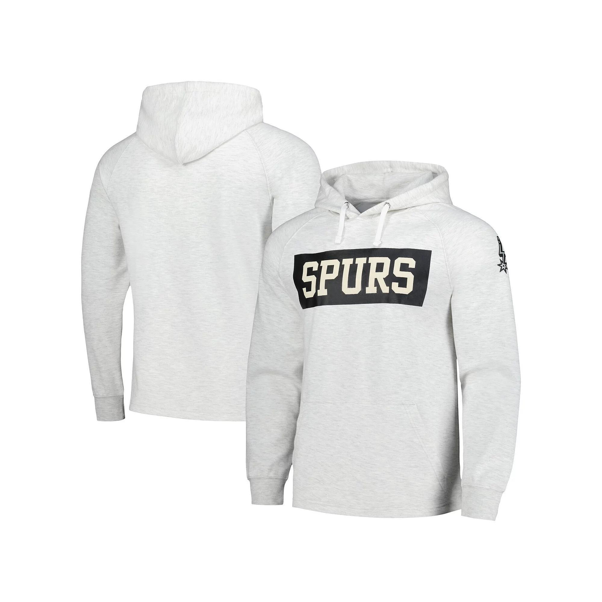 Men's Fanatics Ash San Antonio Spurs Softhand Raglan Tri-Blend Pullover Hoodie, Size: Large, Black Product Image