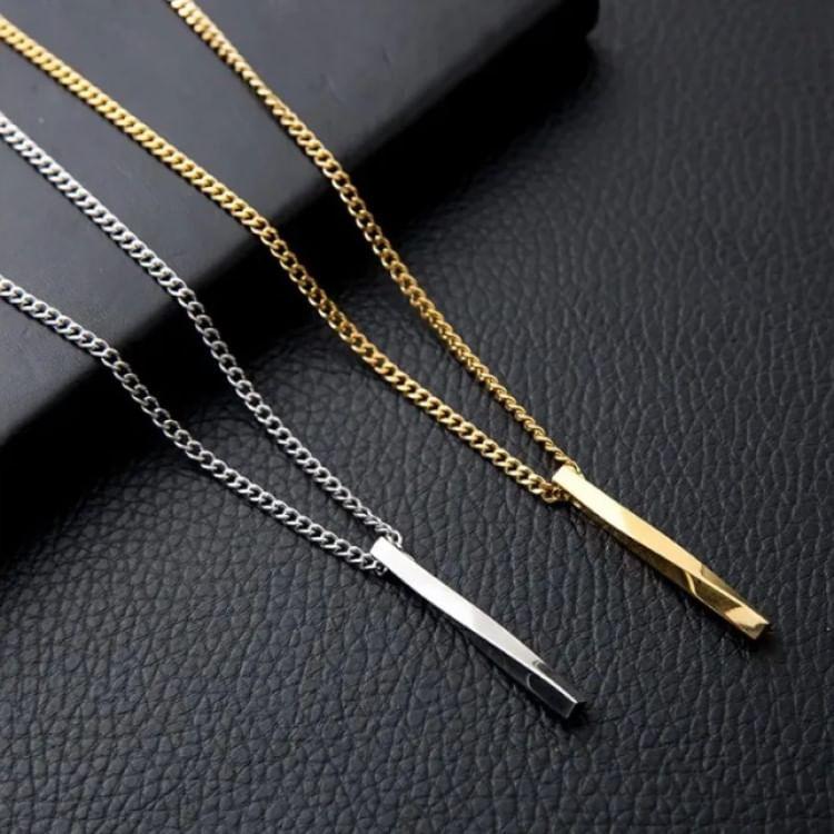Stainless Steel Bar Pendant Necklace Product Image