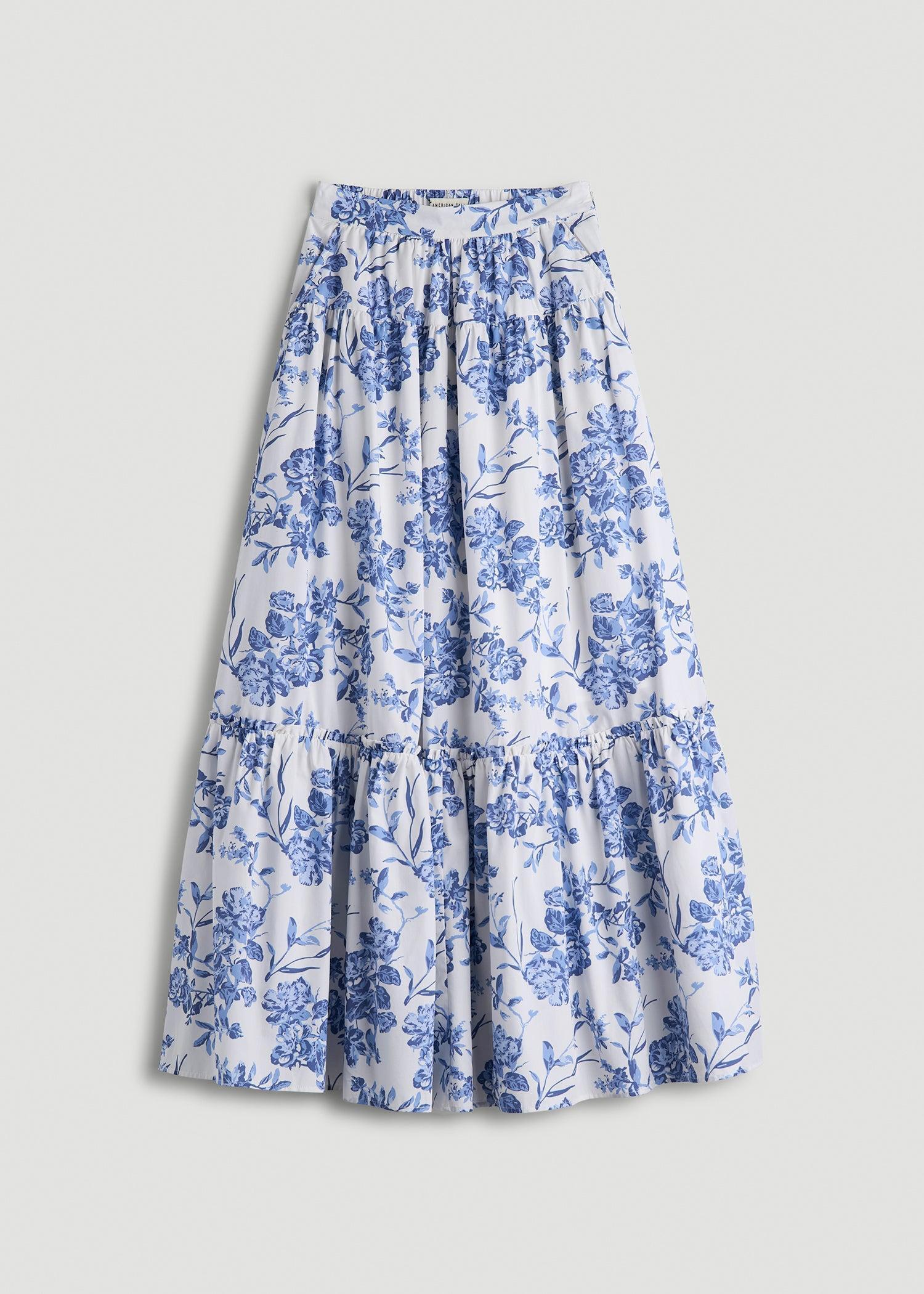 Tiered Cotton Maxi Skirt for Tall Women in Floral Bloom Female Product Image