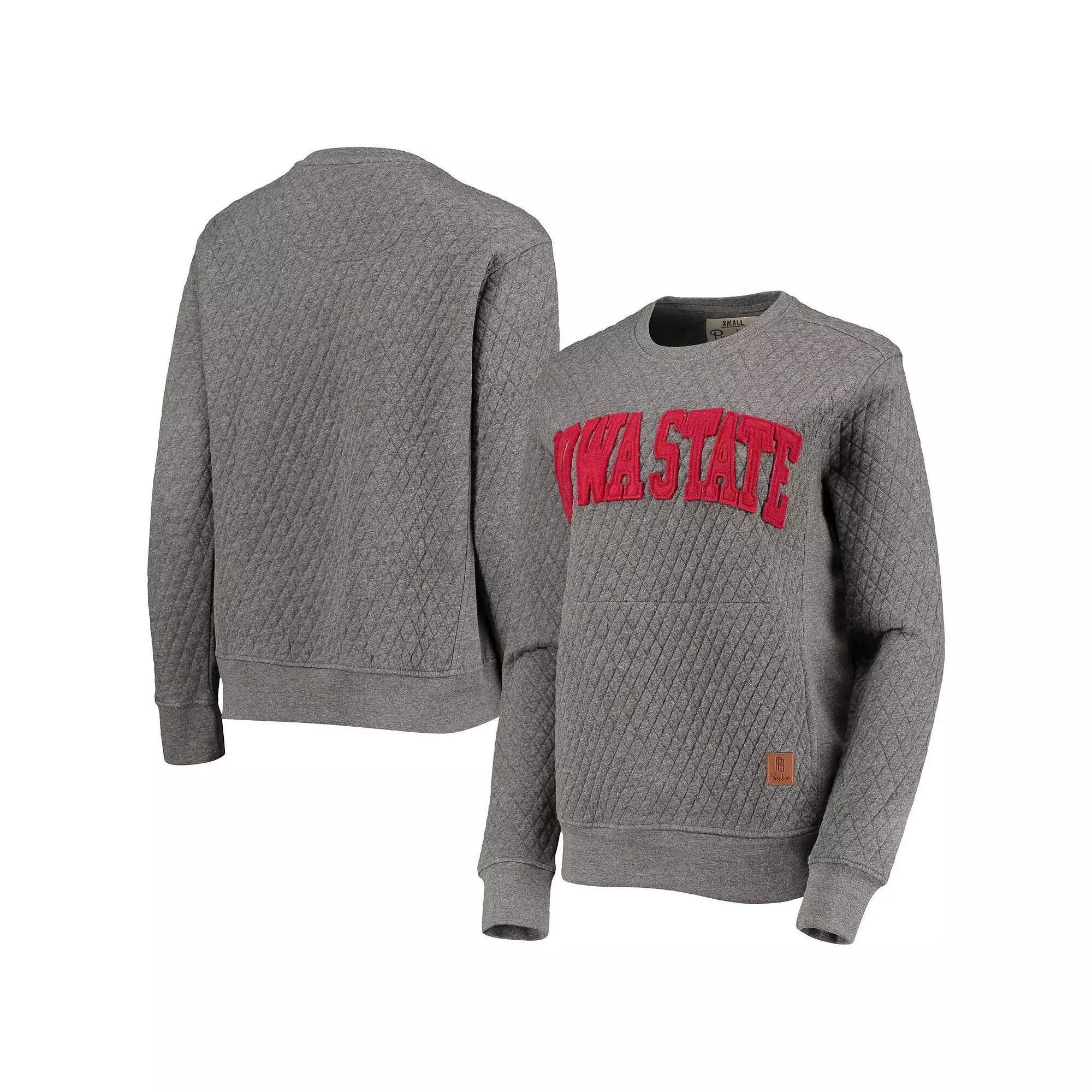 Women's Pressbox Heather Charcoal Iowa State Cyclones Moose Quilted Pullover Sweatshirt, Size: Medium, Grey Product Image