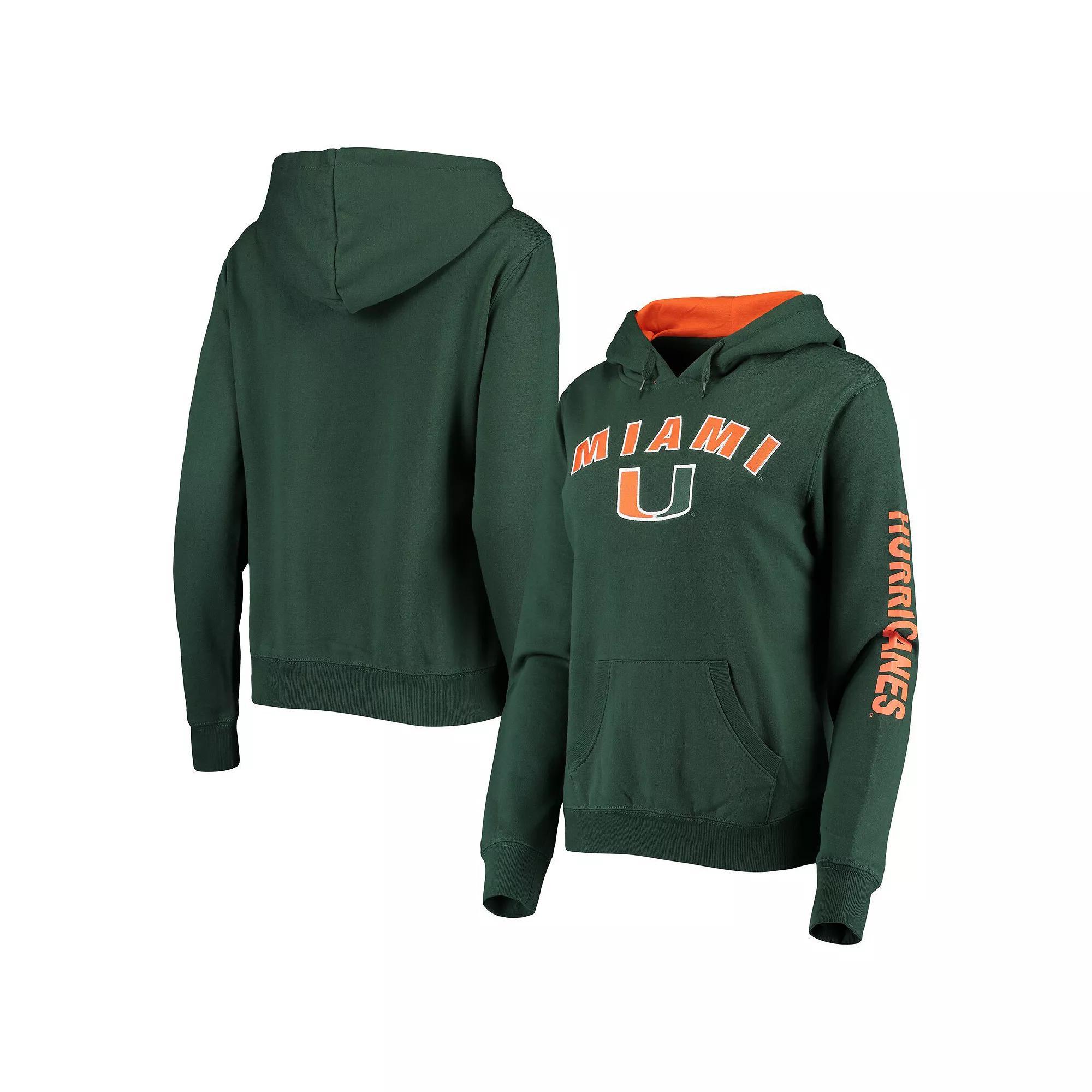 Women's Colosseum Green Miami Hurricanes Loud and Proud Pullover Hoodie, Size: 2XL Product Image