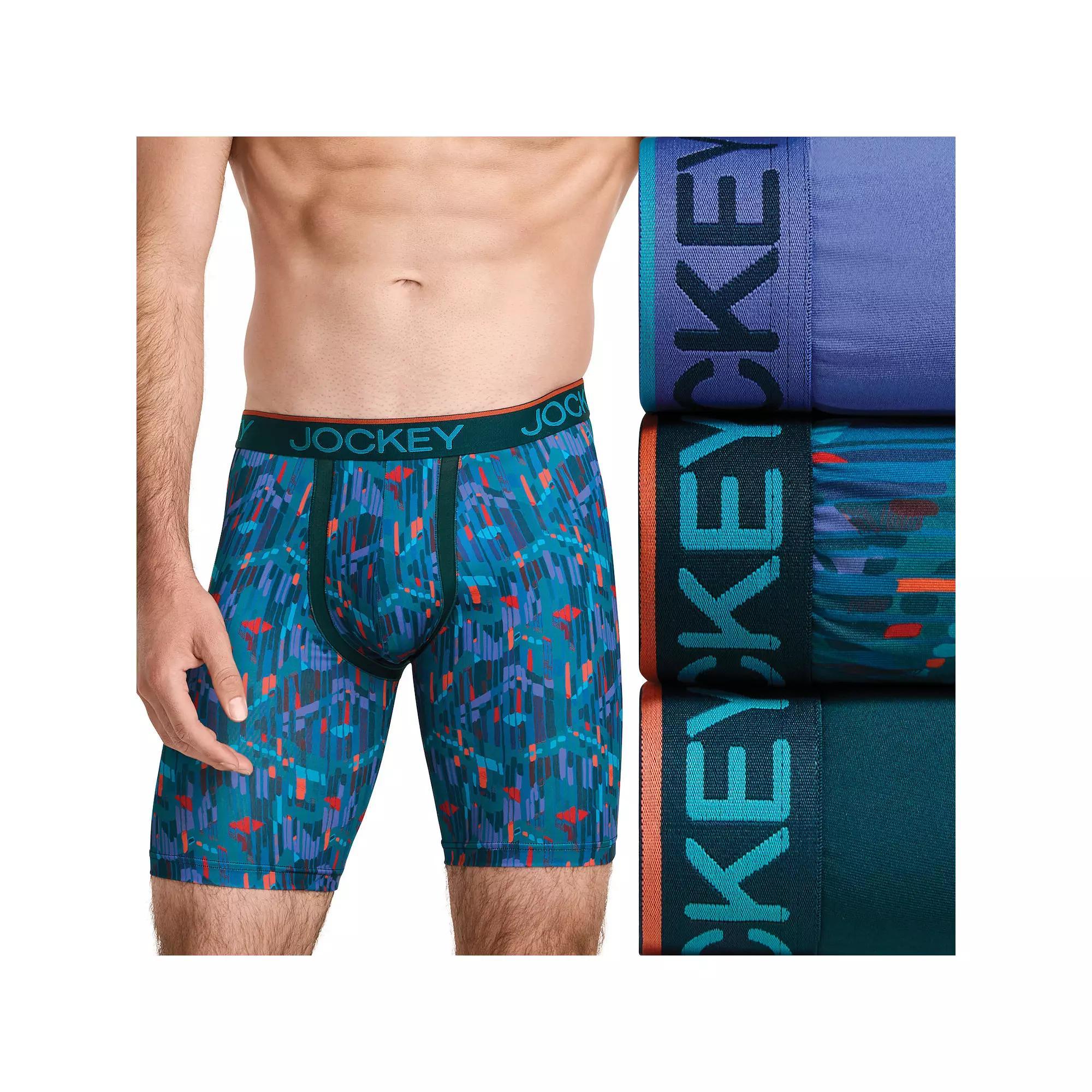 Men's Jockey 3-Pack Chafe-Proof Pouch Microfiber 8.5" Long Leg Boxer Briefs, Size: Medium, Future Dusk Team Product Image