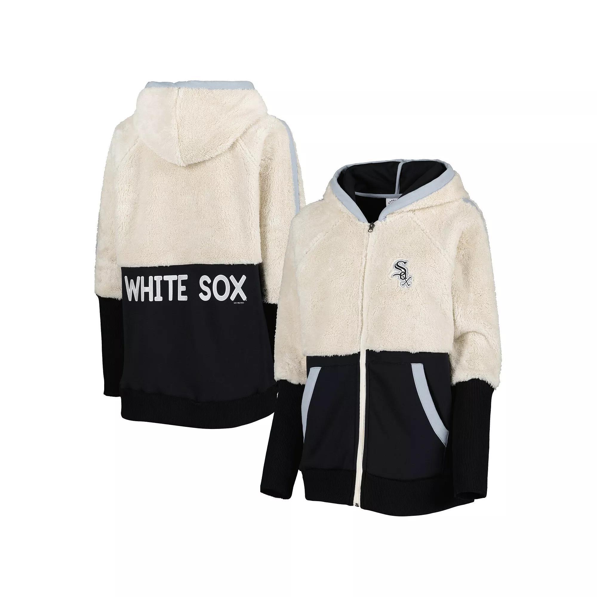 Women's G-III 4Her by Carl Banks Oatmeal/Black Chicago White Sox Shuffle It Raglan Full-Zip Hoodie, Size: Small, Team Product Image