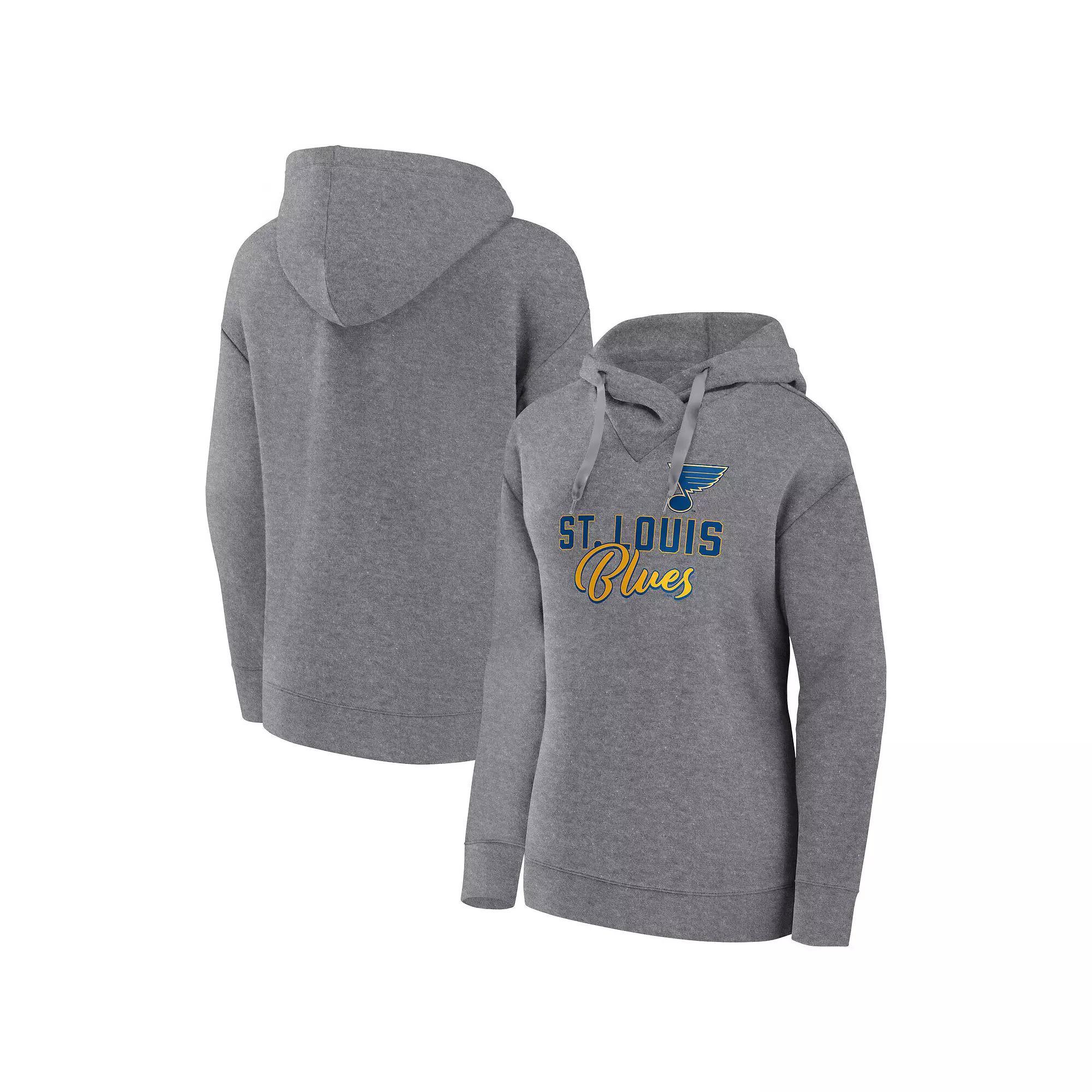 Women's Fanatics Branded Heather Gray St. Louis Blues Script Favorite Pullover Hoodie, Size: Medium, Grey Product Image