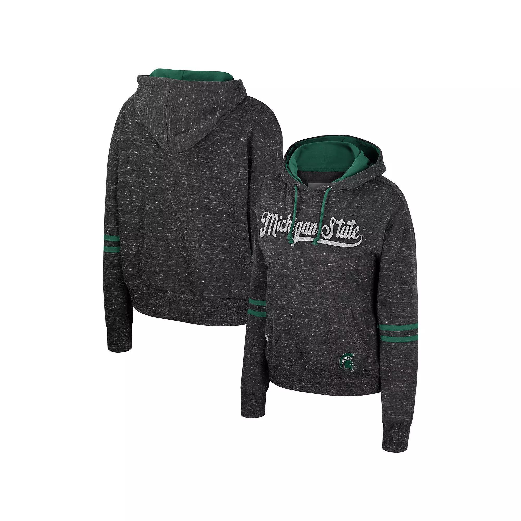 Womens Colosseum Charcoal Michigan State Spartans Catherine Speckle Pullover Hoodie Product Image