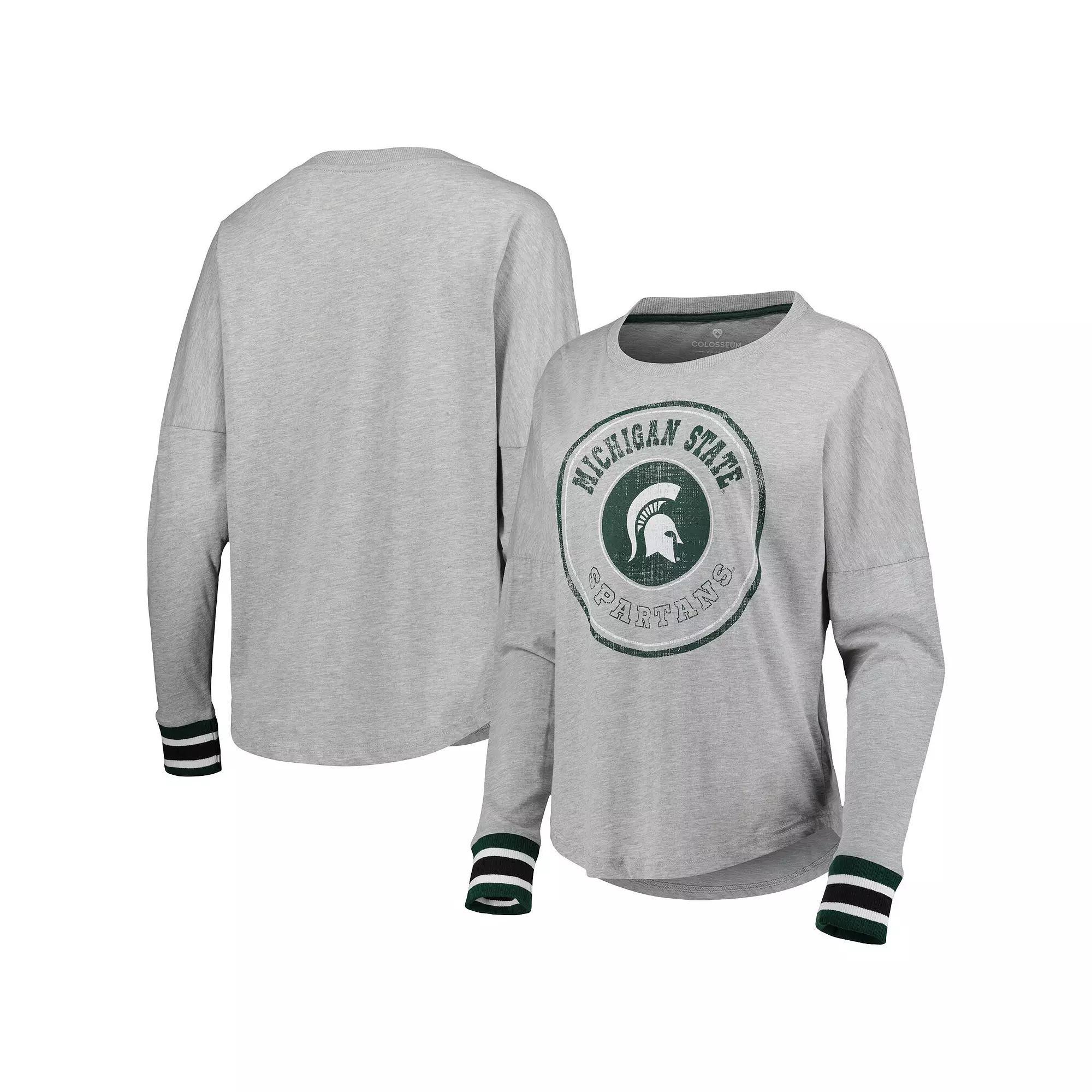 Womens Colosseum Heathered Gray Michigan State Spartans Andy Long Sleeve T-Shirt Product Image