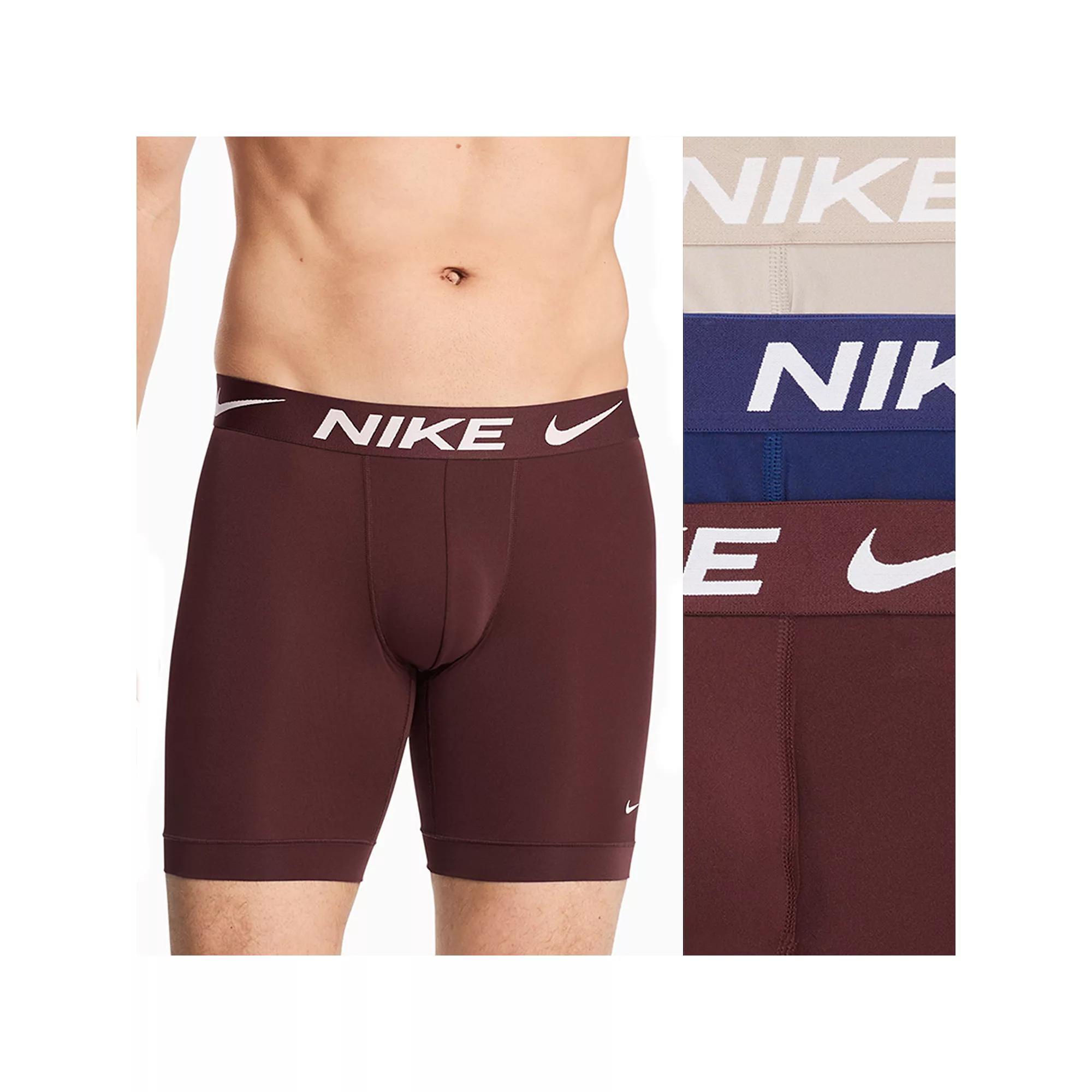 Men's Nike Dri-FIT Essential 3-pack Microfiber Long-Leg Boxer Briefs, Size: Medium, Grey Product Image
