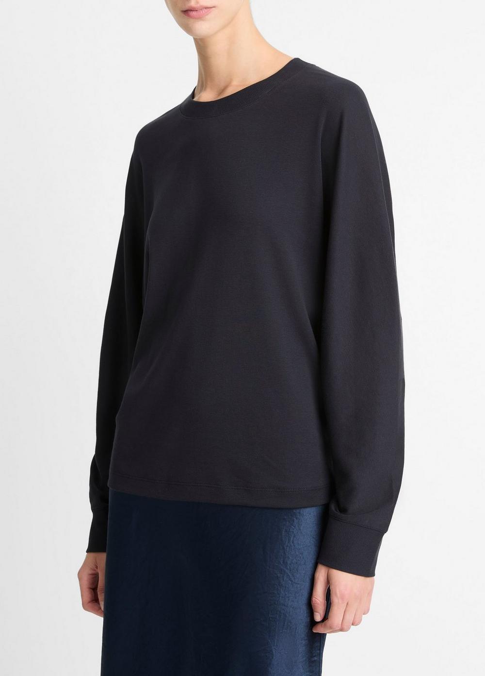 Womens Pima Cotton Relaxed Long-Sleeve T-Shirt, Coastal Blue, Size S Vince Product Image