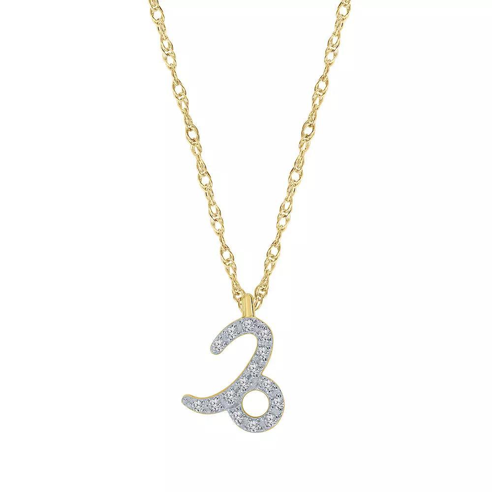 Sterling Silver 1/10 Carat T.W. Diamond Pave Leo Zodiac Pendant Necklace, Women's, Two Tone Product Image