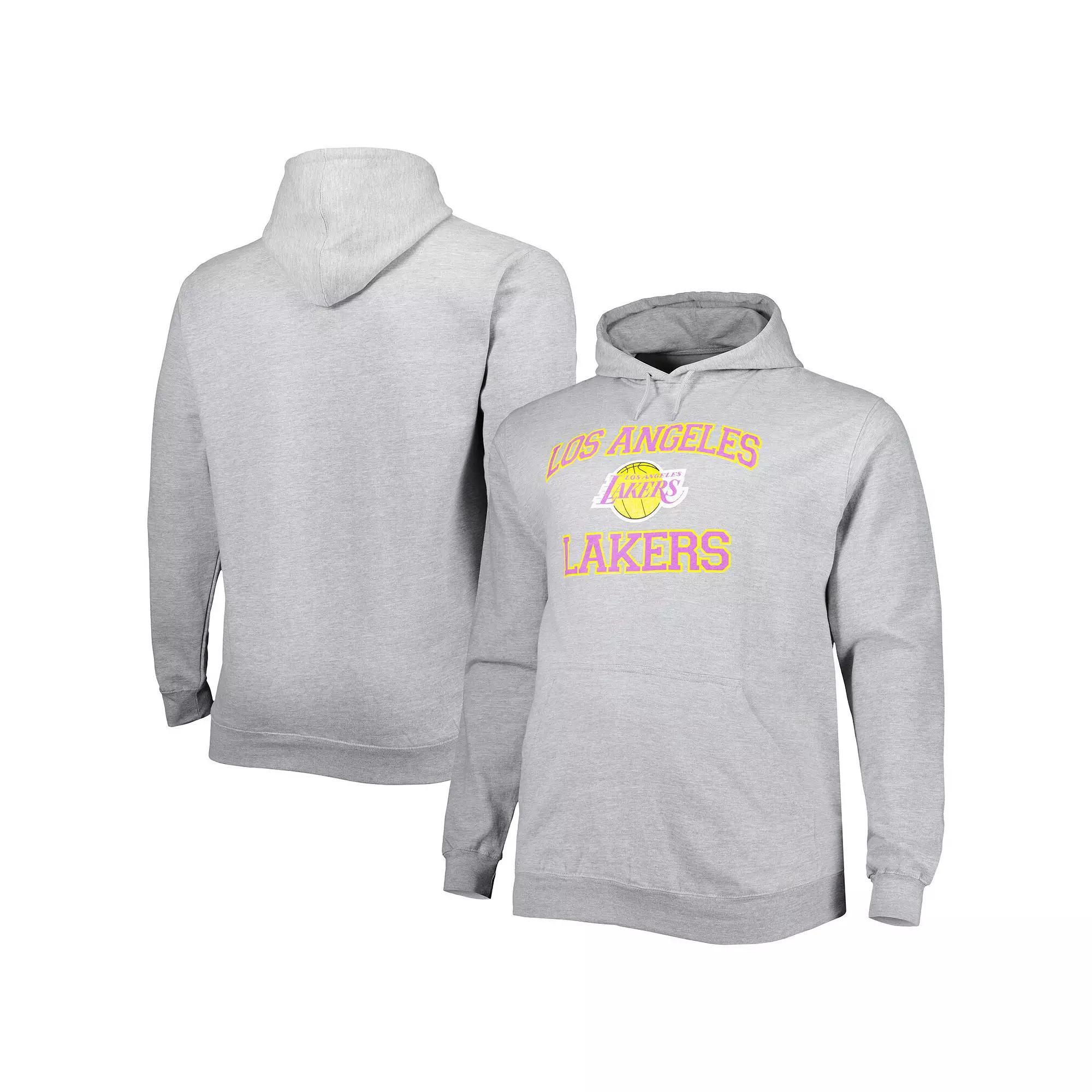 Men's Heathered Gray Los Angeles Lakers Big & Tall Heart & Soul Pullover Hoodie, Size: 2XLT, Grey Product Image