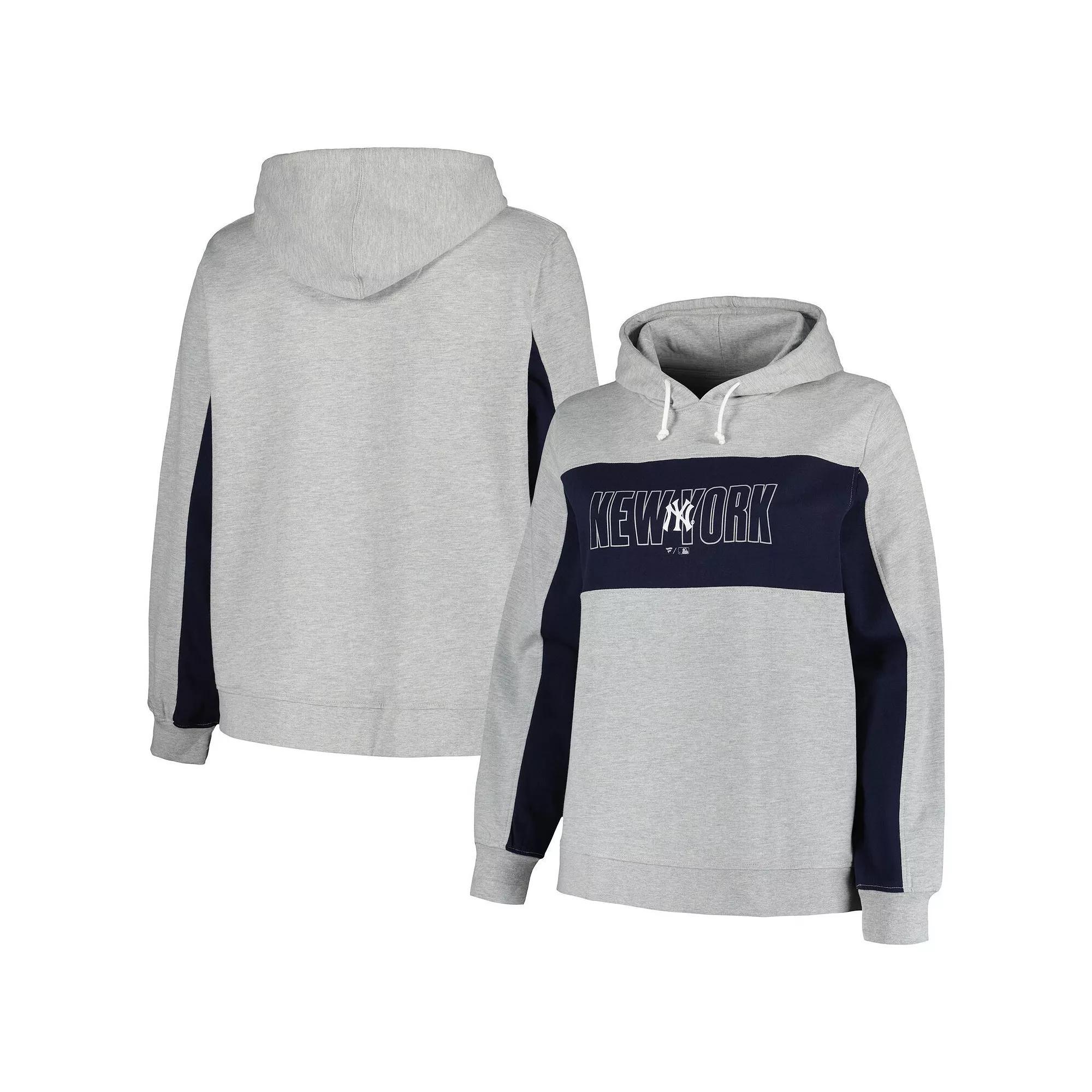 Women's Profile Heather Gray New York Yankees Plus Size Pullover Jersey Hoodie, Size: 1XL, Grey Product Image
