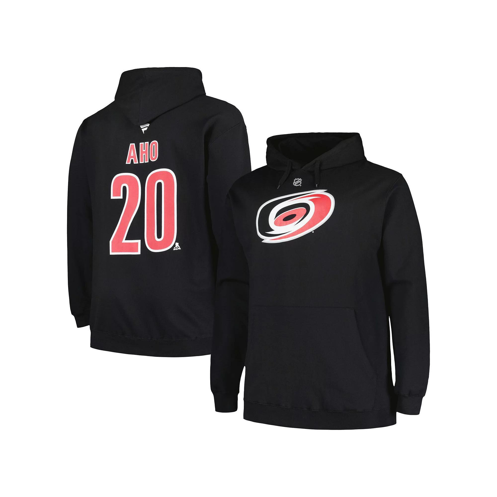 Men's Profile Sebastian Aho Black Carolina Hurricanes Big & Tall Name & Number Pullover Hoodie, Size: XLT Product Image
