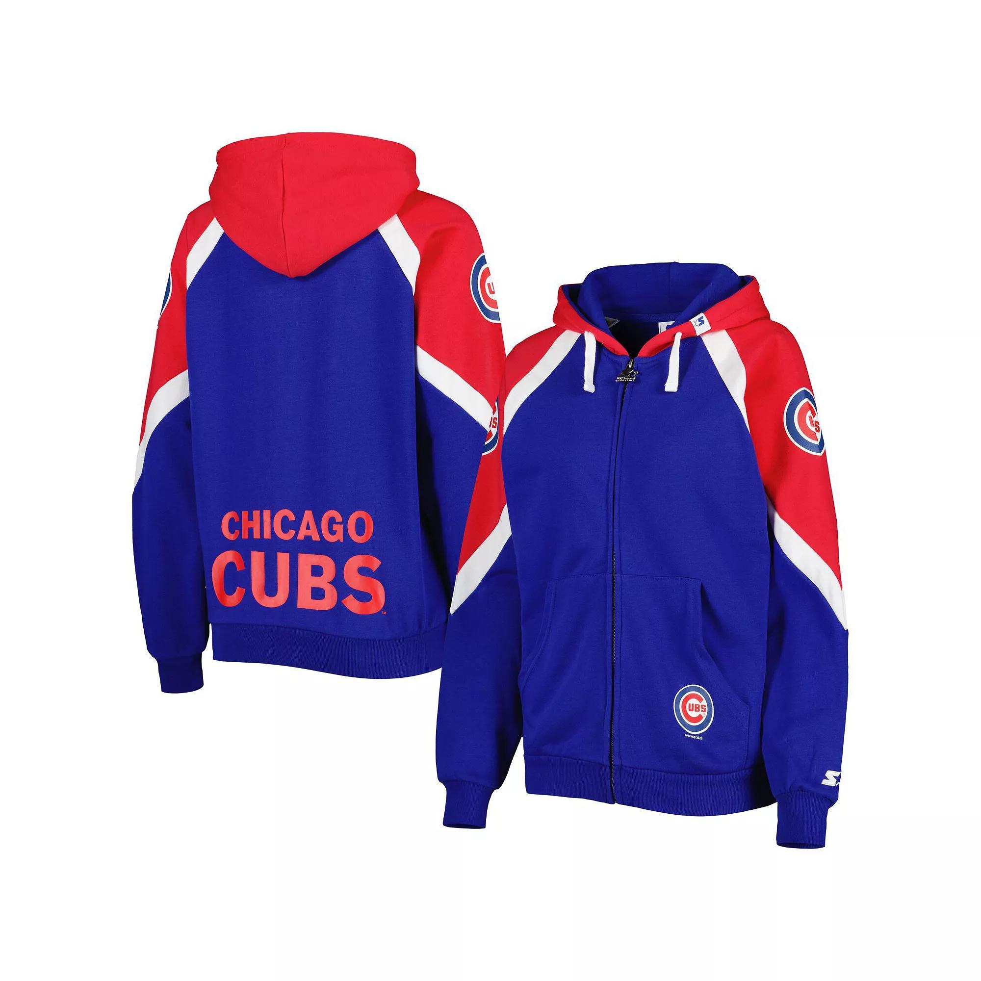 Womens Starter Royal/Red Chicago Cubs Hail Mary Full-Zip Hoodie Product Image