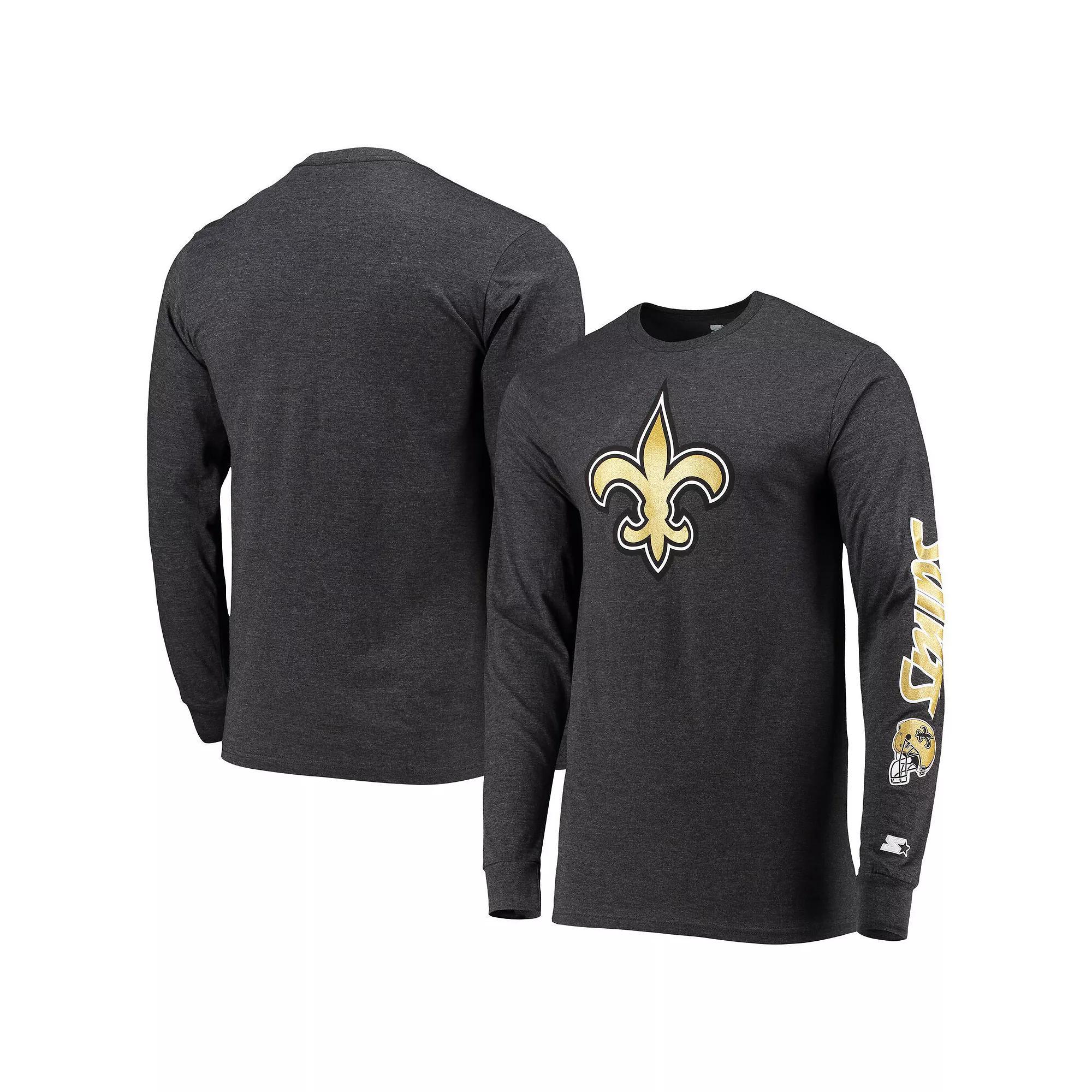 Men's Starter Heathered Charcoal New Orleans Saints Halftime Long Sleeve T-Shirt, Size: XL Product Image