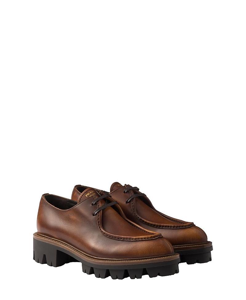 Prada Womens Leather Lace-Up Shoes Product Image