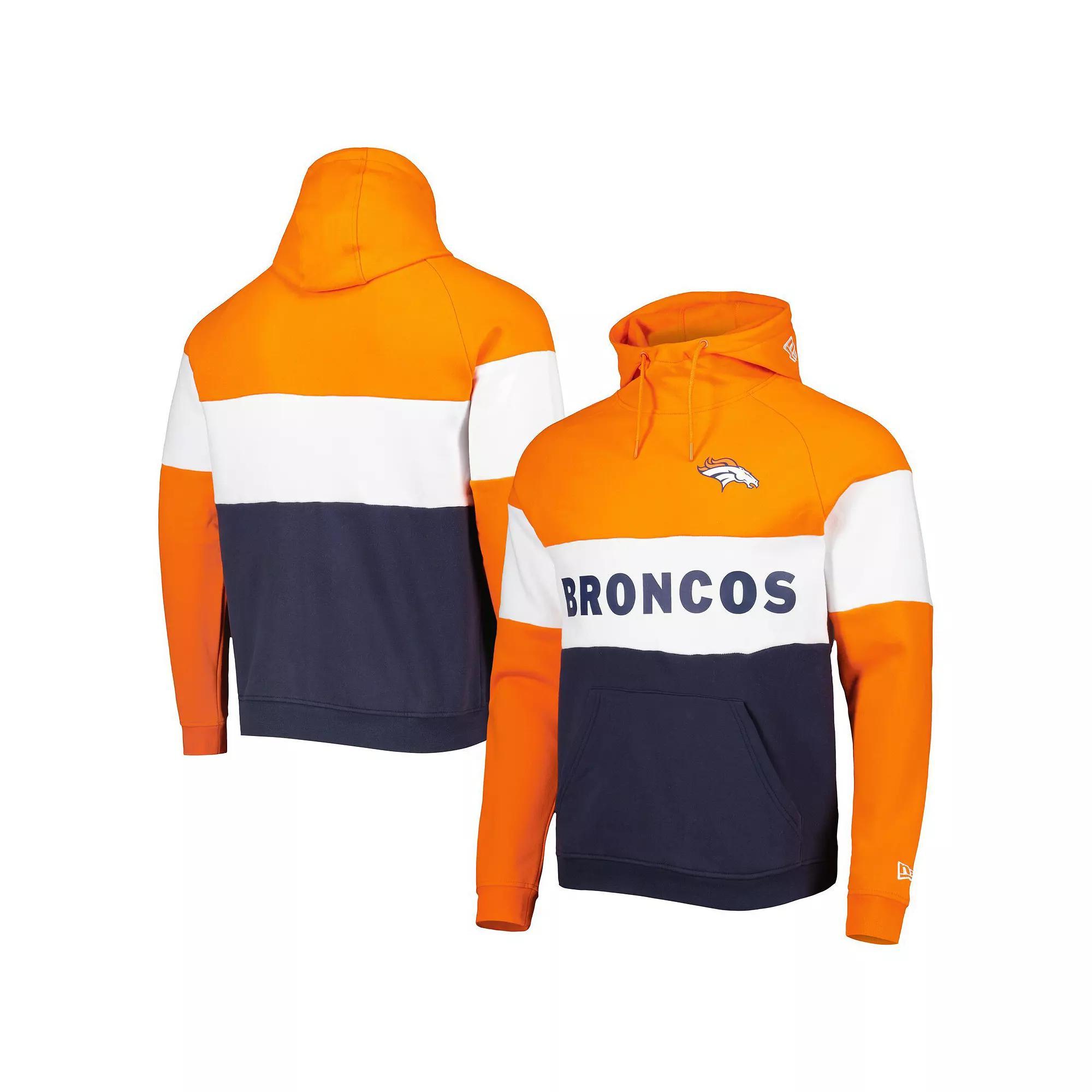 Men's New Era Navy Denver Broncos Colorblock Current Pullover Hoodie, Size: 3XL, Blue Product Image