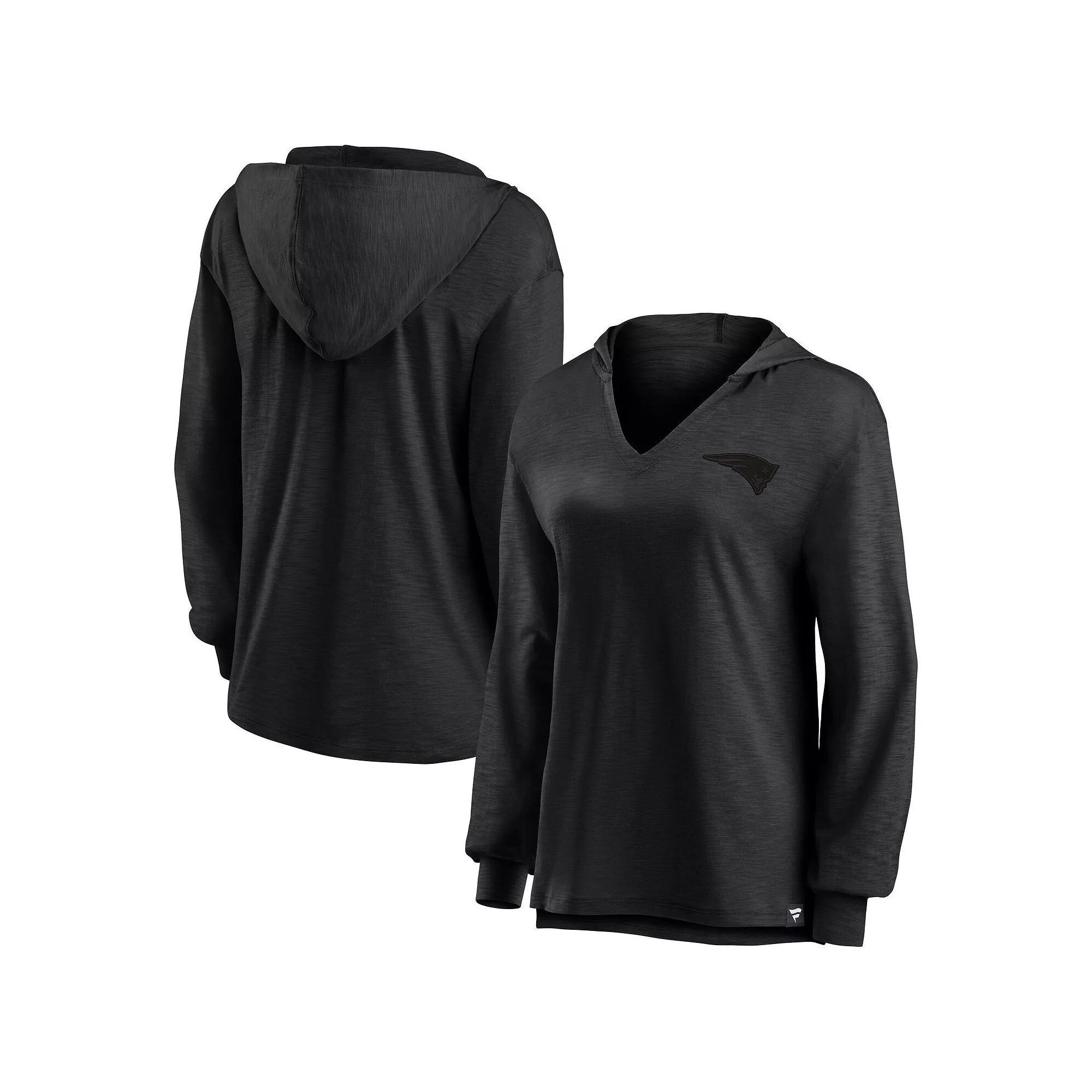 Women's Fanatics   Pittsburgh Steelers Blackout Slub Hoodie V-Neck Long Sleeve T-Shirt, Size: Large Product Image