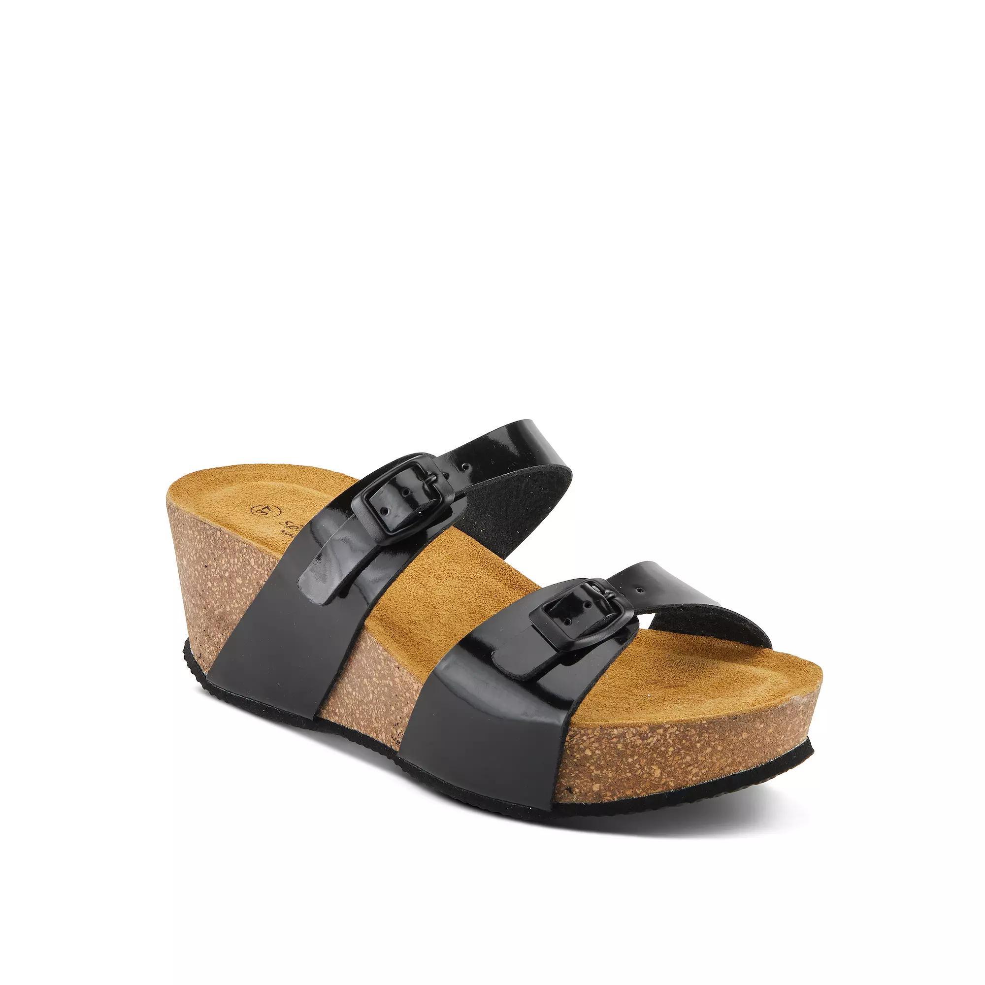 Spring Step Bynum Women's Slide Wedge Sandals, Size: 41, Black Patent Product Image