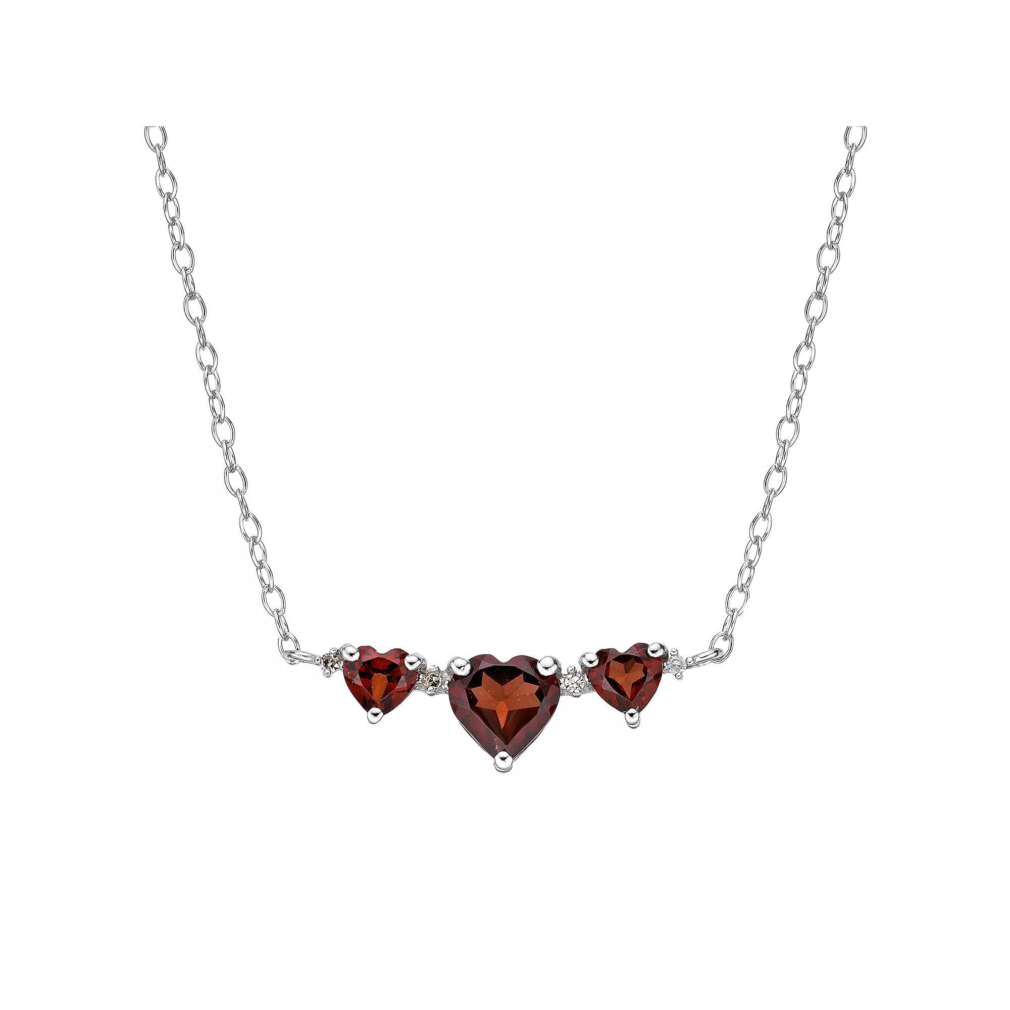 Gemminded Sterling Silver Garnet & Diamond Accent Necklace, Women's, Size: 18" Product Image