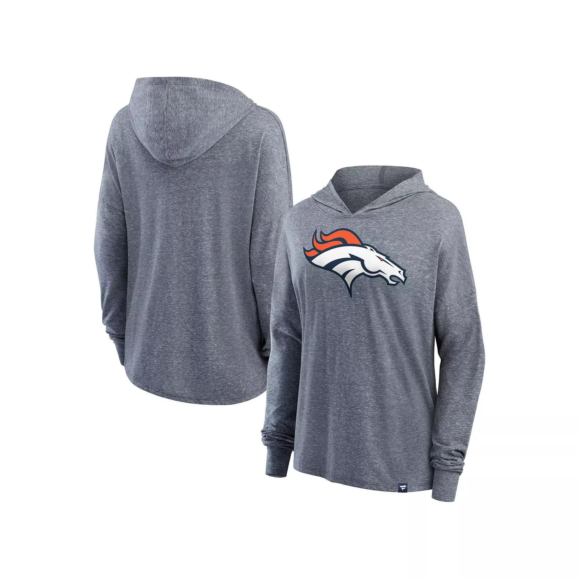Women's Fanatics Branded Heather Gray Denver Broncos Cozy Primary Pullover Hoodie, Size: XS, Grey Product Image