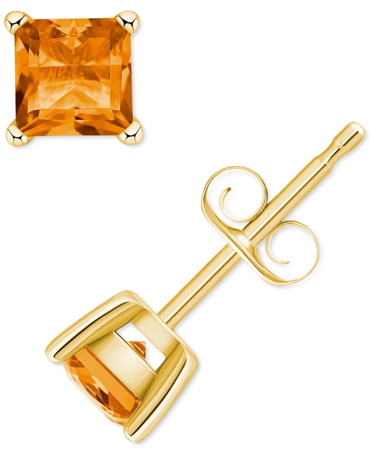 14k Gold 4 mm Princess Cut Amethyst Stud Earrings, Women's, 14k Yellow Gold Product Image