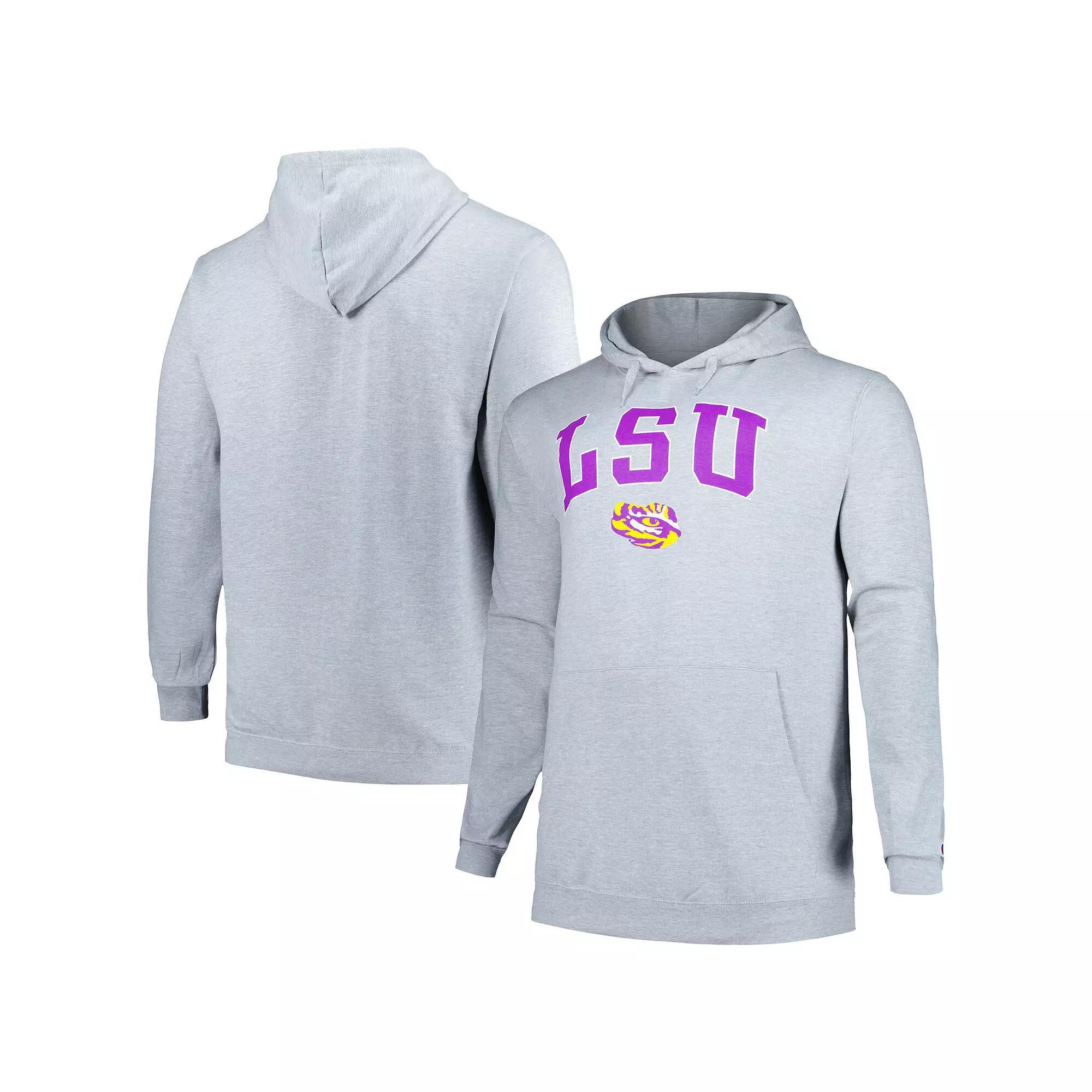 Men's Champion Gray LSU Tigers Big & Tall Arch Over Logo Powerblend Pullover Hoodie, Size: 3XLT, Grey Product Image