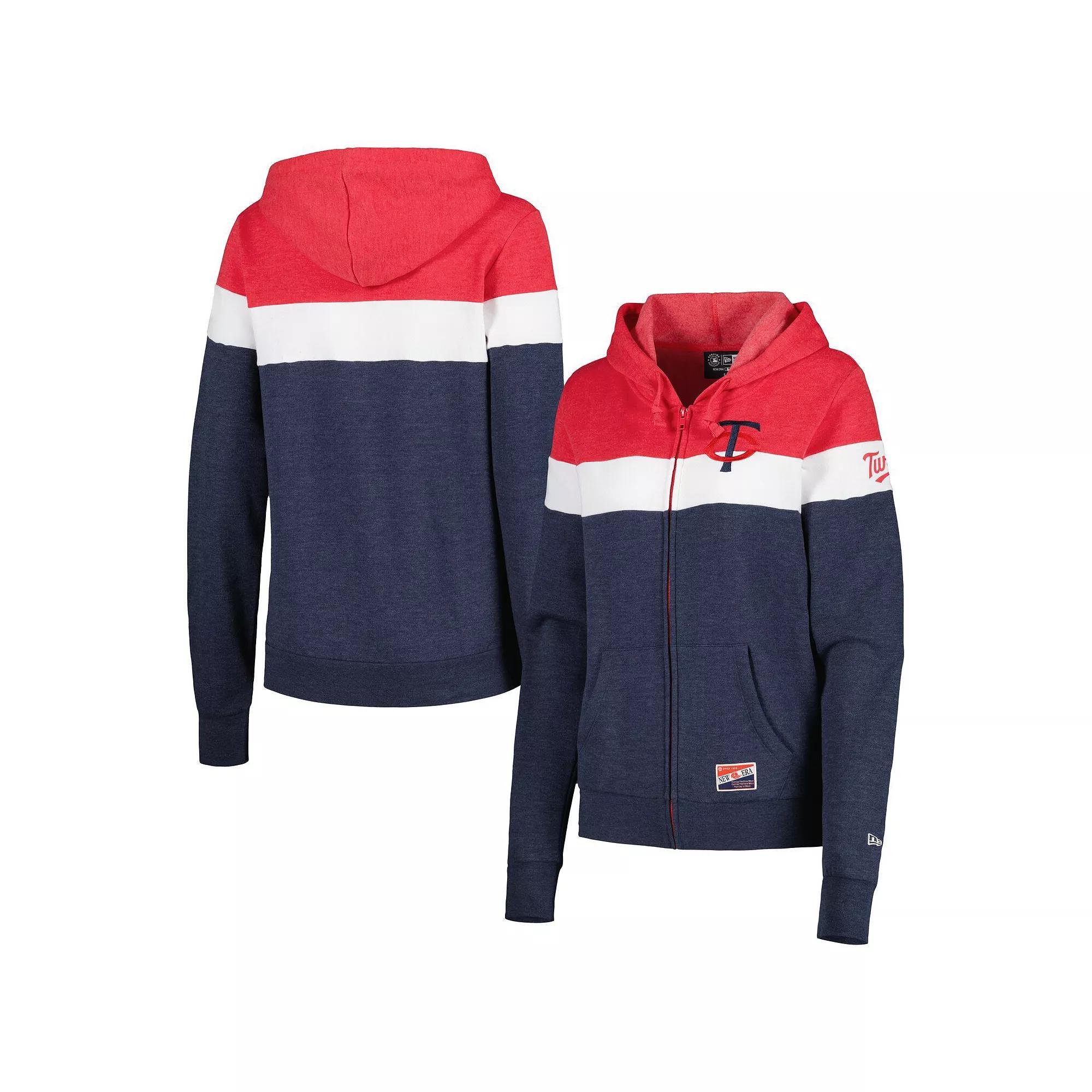 Women's New Era Heather Navy Minnesota Twins Colorblock Full-Zip Hoodie Jacket, Size: Small, Blue Product Image