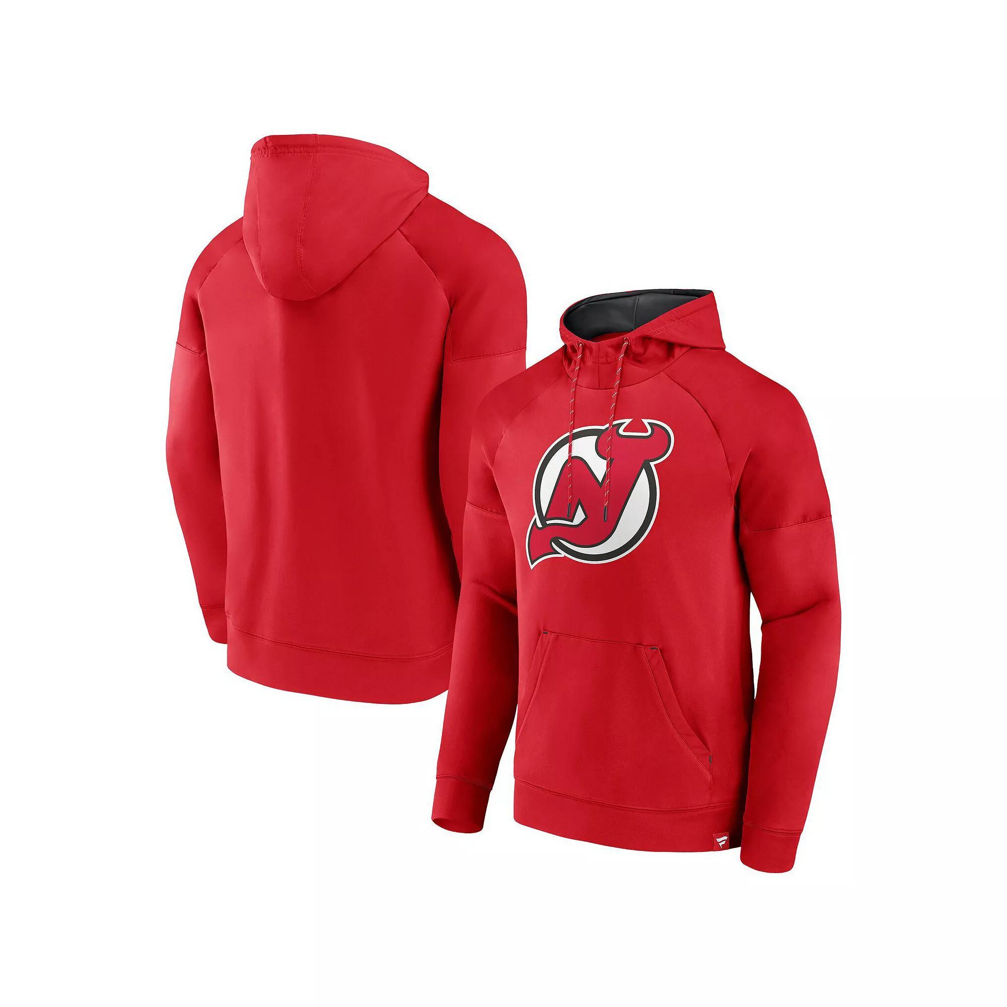 Mens Fanatics Red New Jersey Devils Iconic Defender Raglan Pullover Hoodie Product Image