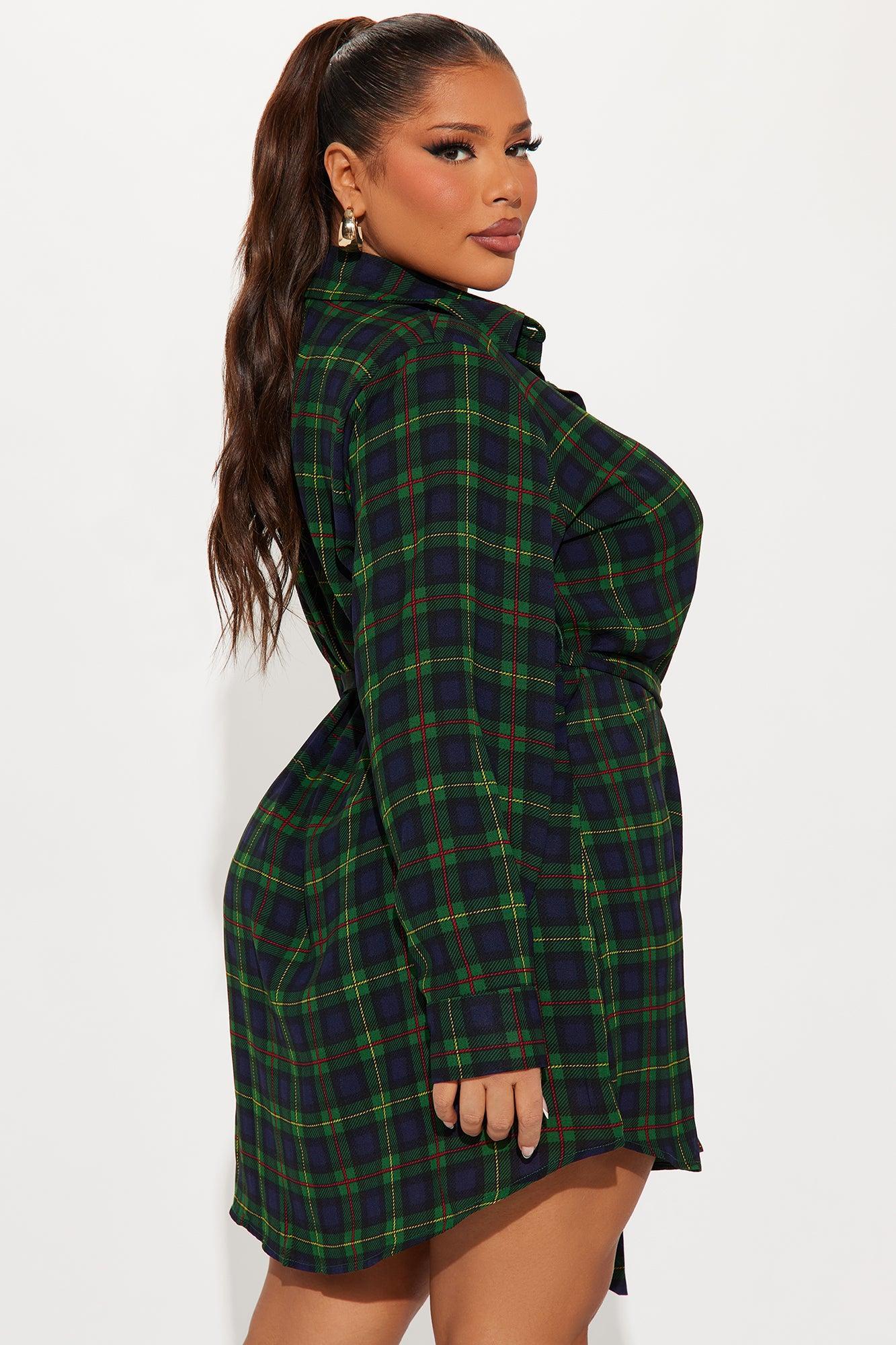 Ryder Plaid Belted Mini Shirt Dress - Hunter Product Image