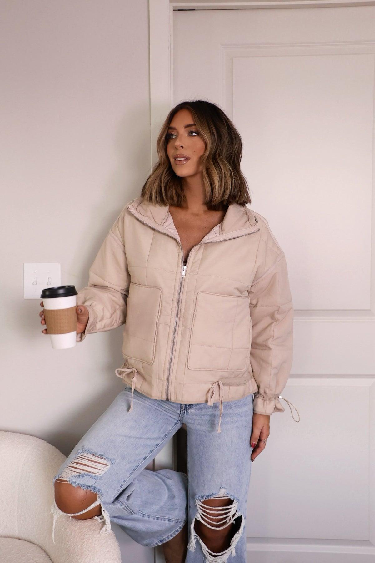 Chilly Vibes Bone Puffer Jacket - FINAL SALE Product Image