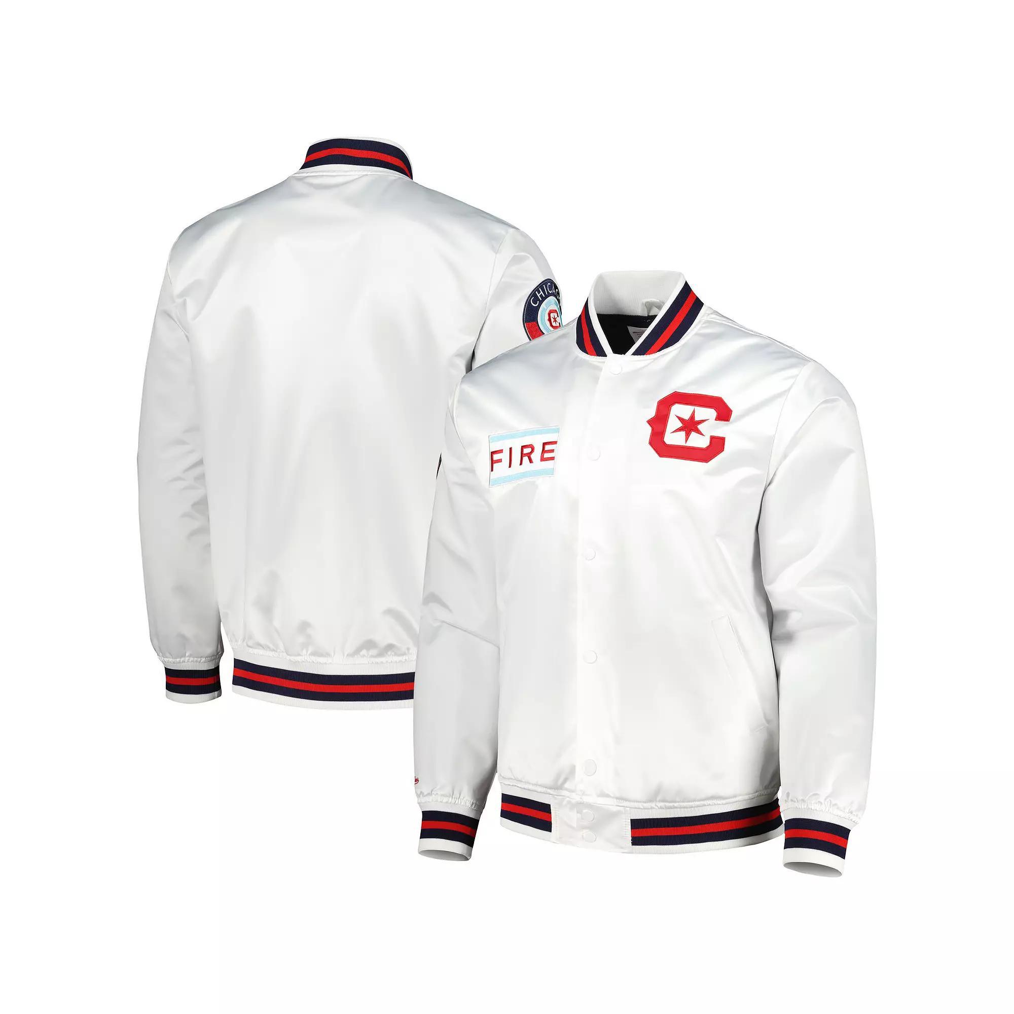 Men's Mitchell & Ness  White Chicago Fire City Full-Snap Satin Jacket, Size: Large, Cfs White Product Image