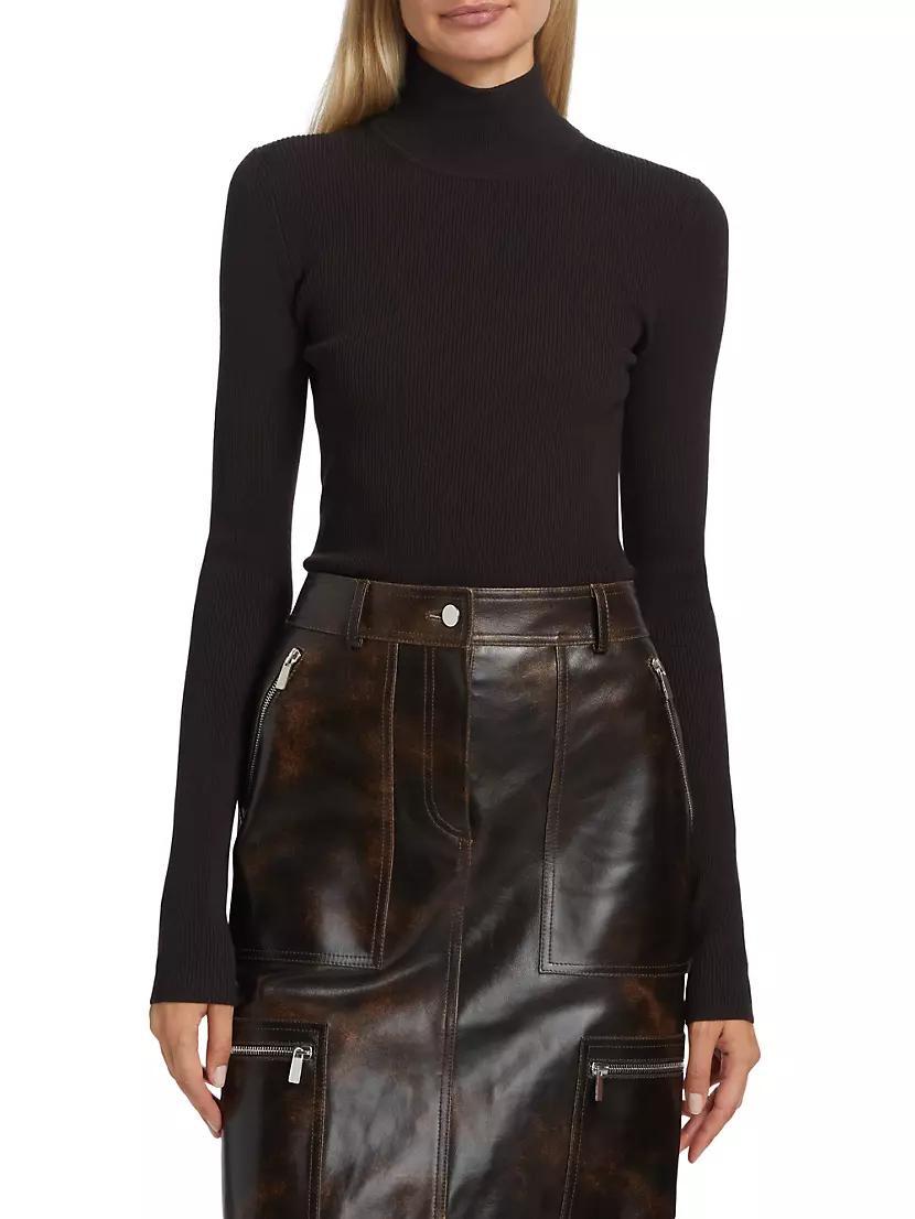 Rib-Knit Turtleneck Cashmere Top Product Image
