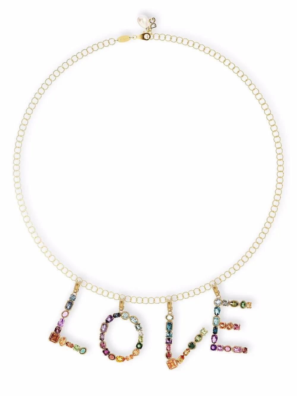 DOLCE & GABBANA Rainbow Alphabet 18kt Yellow Gold Multi-stone Pendant Product Image