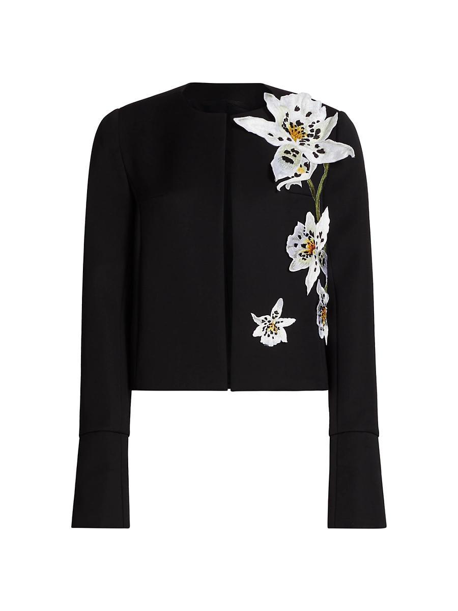 Womens Embroidered Bonded Wool Jacket Product Image