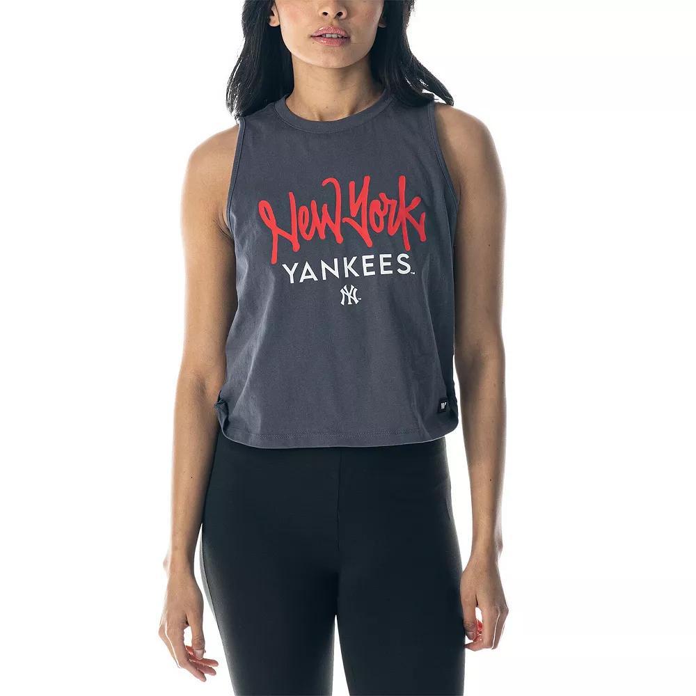 Women's The Wild Collective Charcoal New York Yankees Side Knot Tank Top, Size: Medium Product Image
