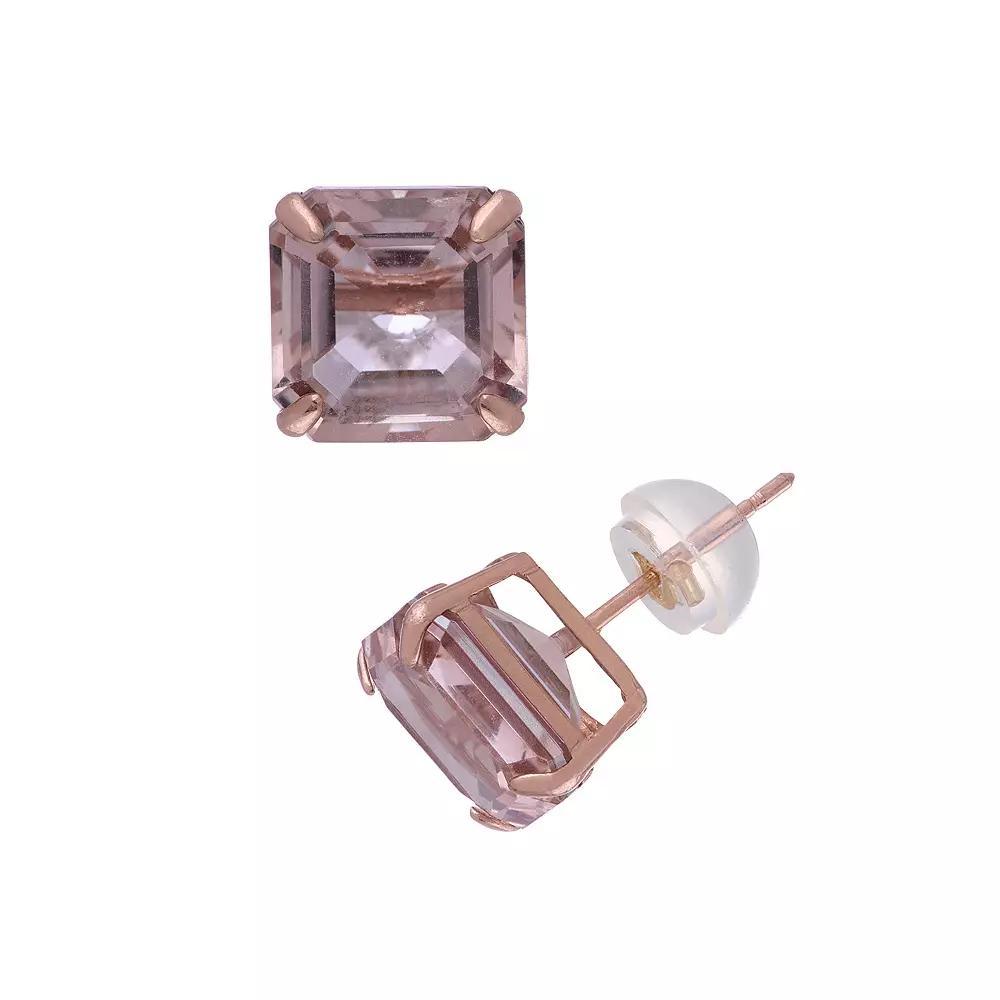 Designs by Gioelli 14k Rose Gold Simulated Morganite Stud Earrings, Women's, Pink Product Image