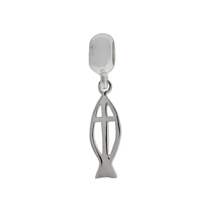 Individuality Beads Sterling Silver Fish Cross Charm, Women's Product Image