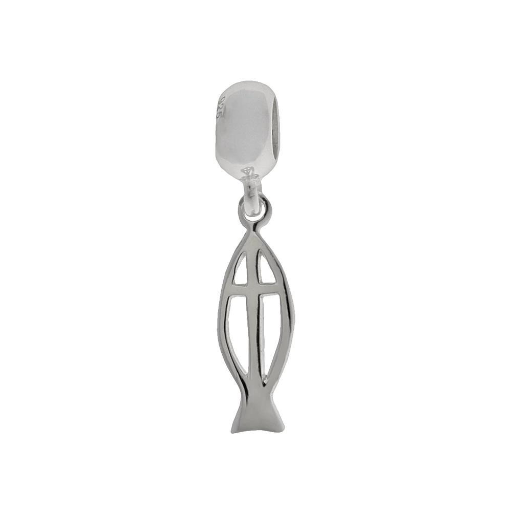 Individuality Beads Sterling Silver Fish Cross Charm, Women's Product Image
