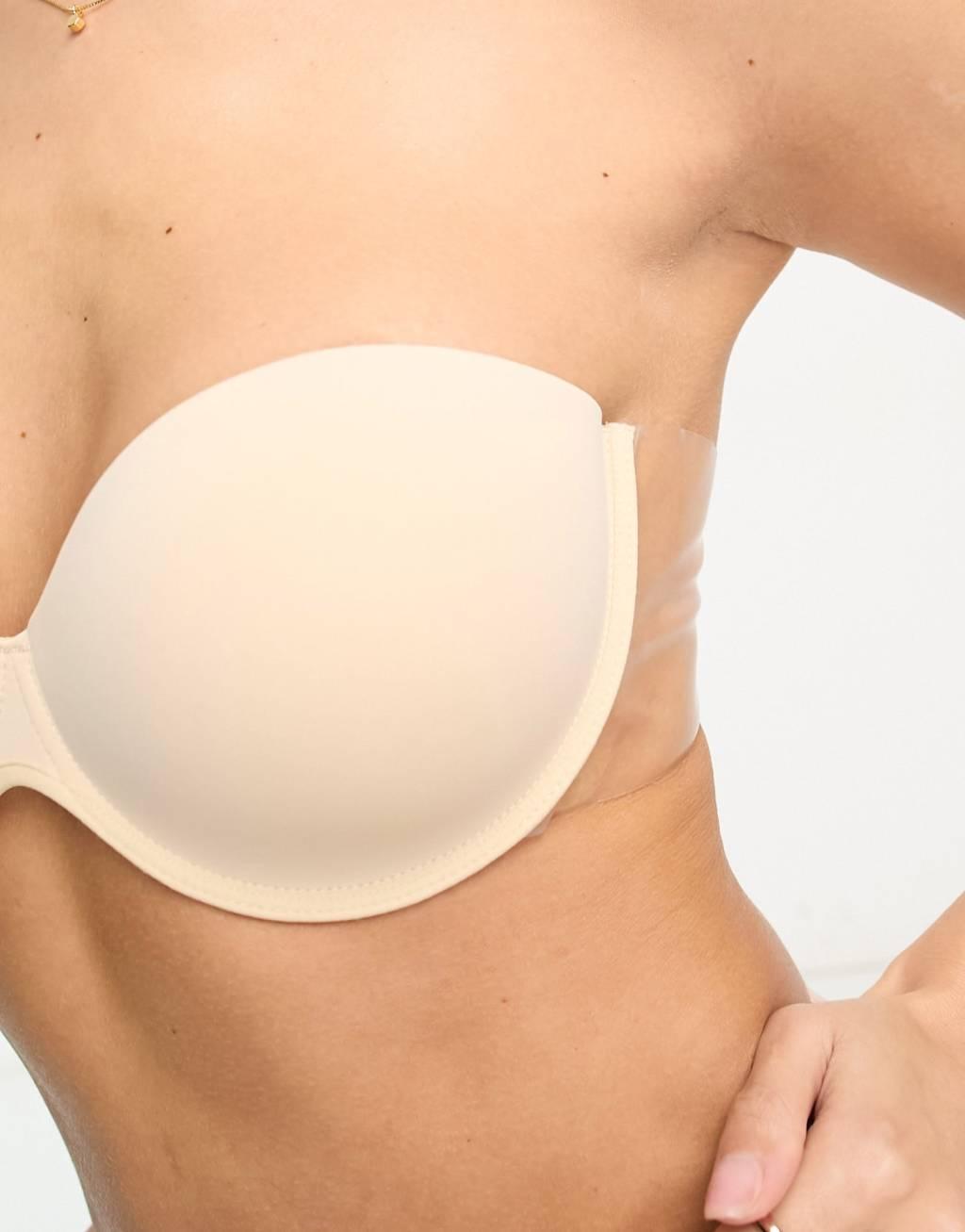 ASOS DESIGN molded strapless backless bra with stick-on wing in beige Product Image