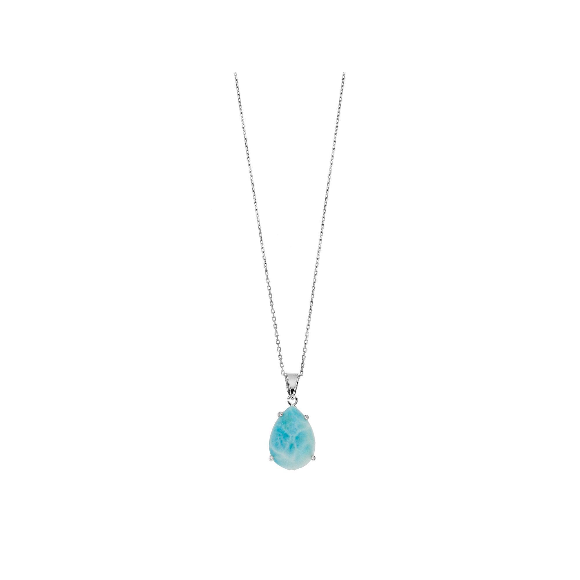 Sterling Silver Larimar Teardrop Pendant Necklace, Women's, Size: 18" Product Image