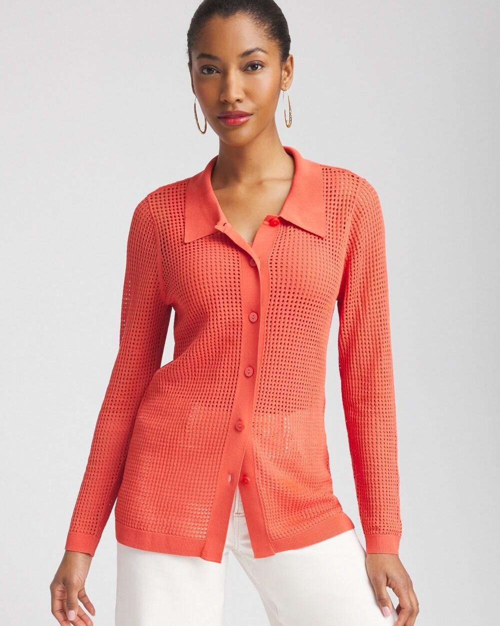 Pointelle Collared Cardigan Product Image