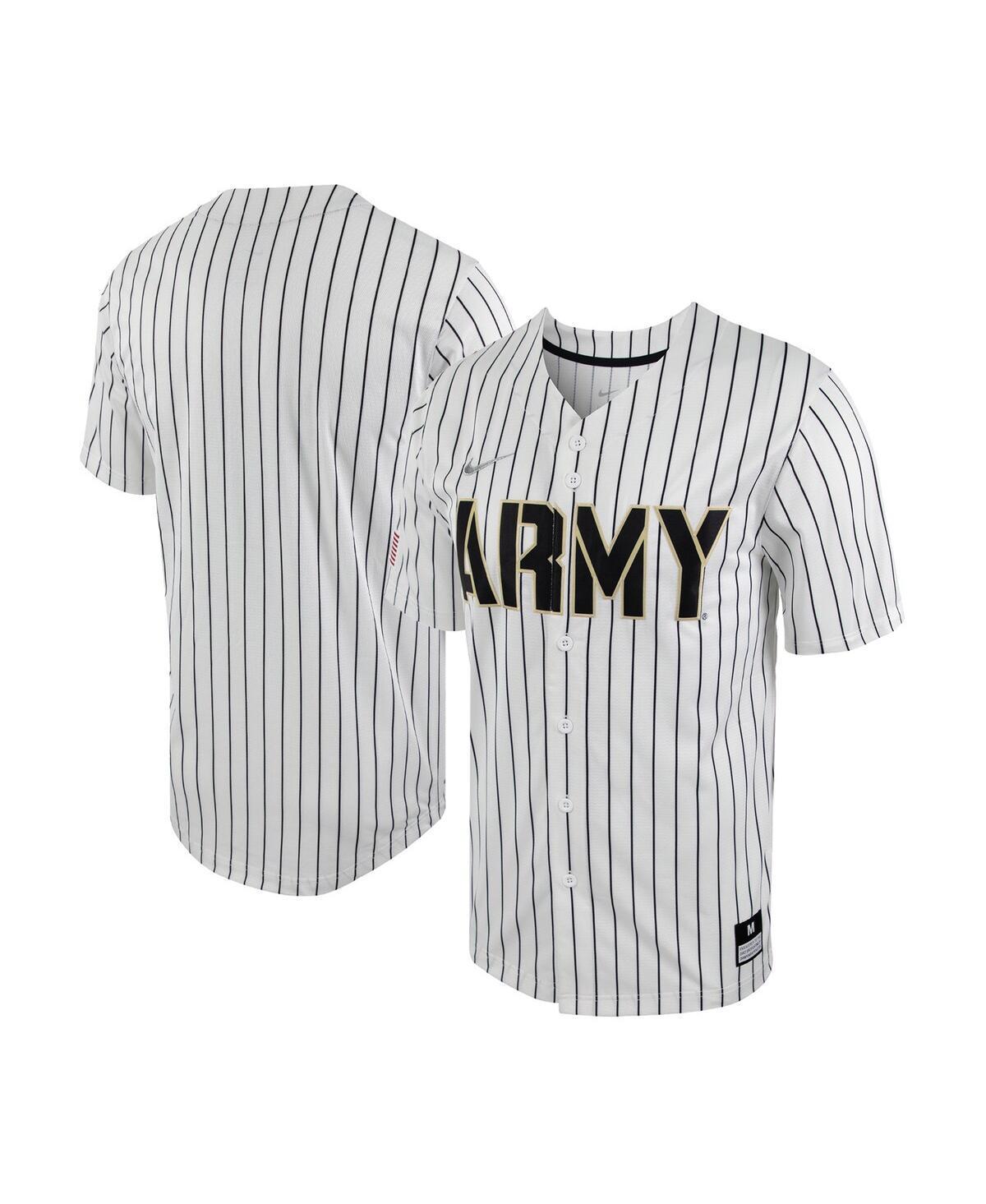 Men's Nike White/Black Army Black Knights Pinstripe Replica Full-Button Baseball Jersey, Size: 2XL, Nc2 White Product Image