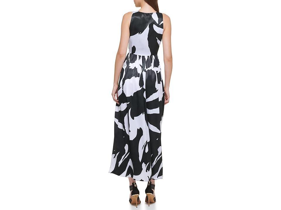 DKNY Sleeveless Printed Maxi Dress Black Multi) Women's Clothing Product Image