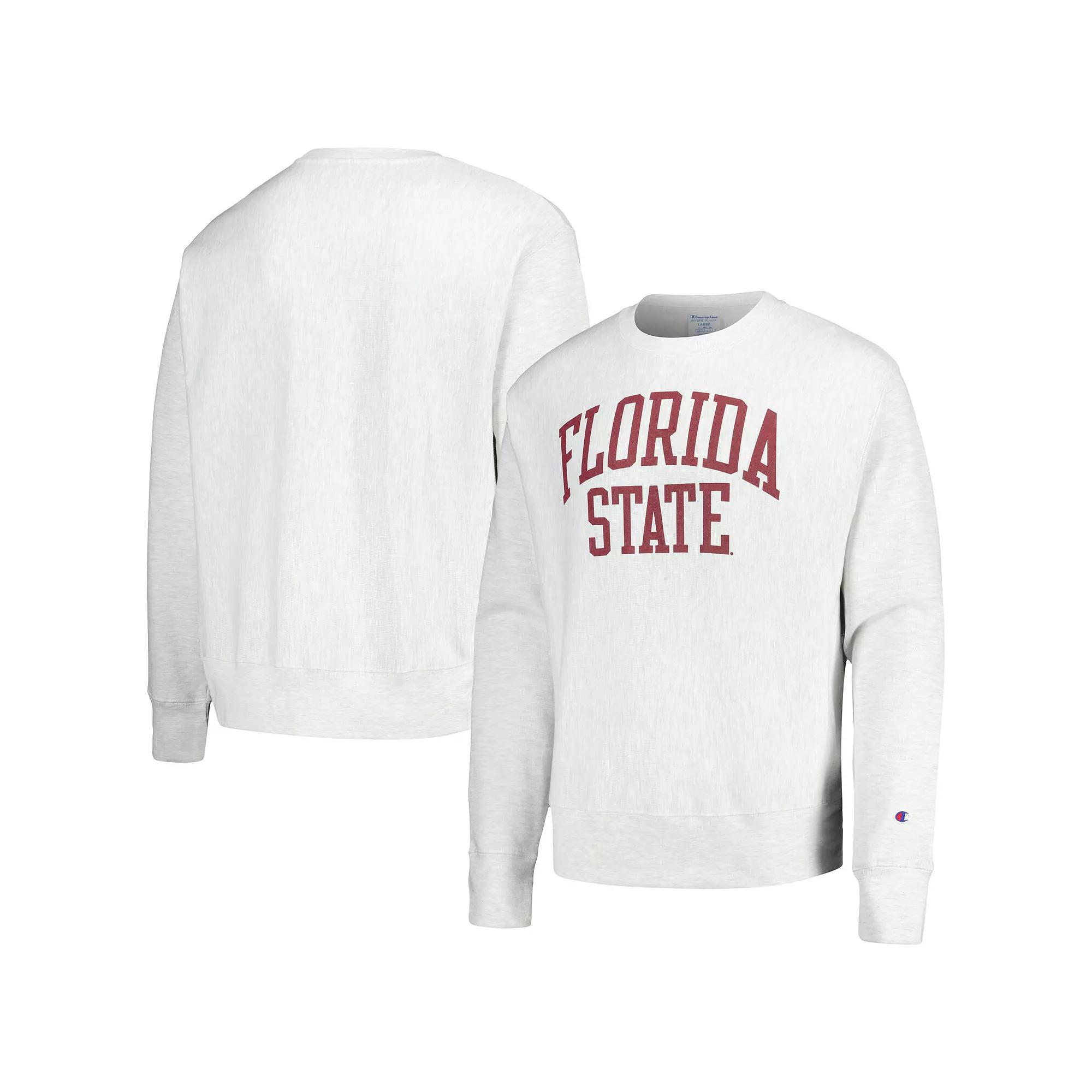 Men's Champion Heathered Gray Florida State Seminoles Arch Reverse Weave Pullover Sweatshirt, Size: 2XL, Grey Product Image