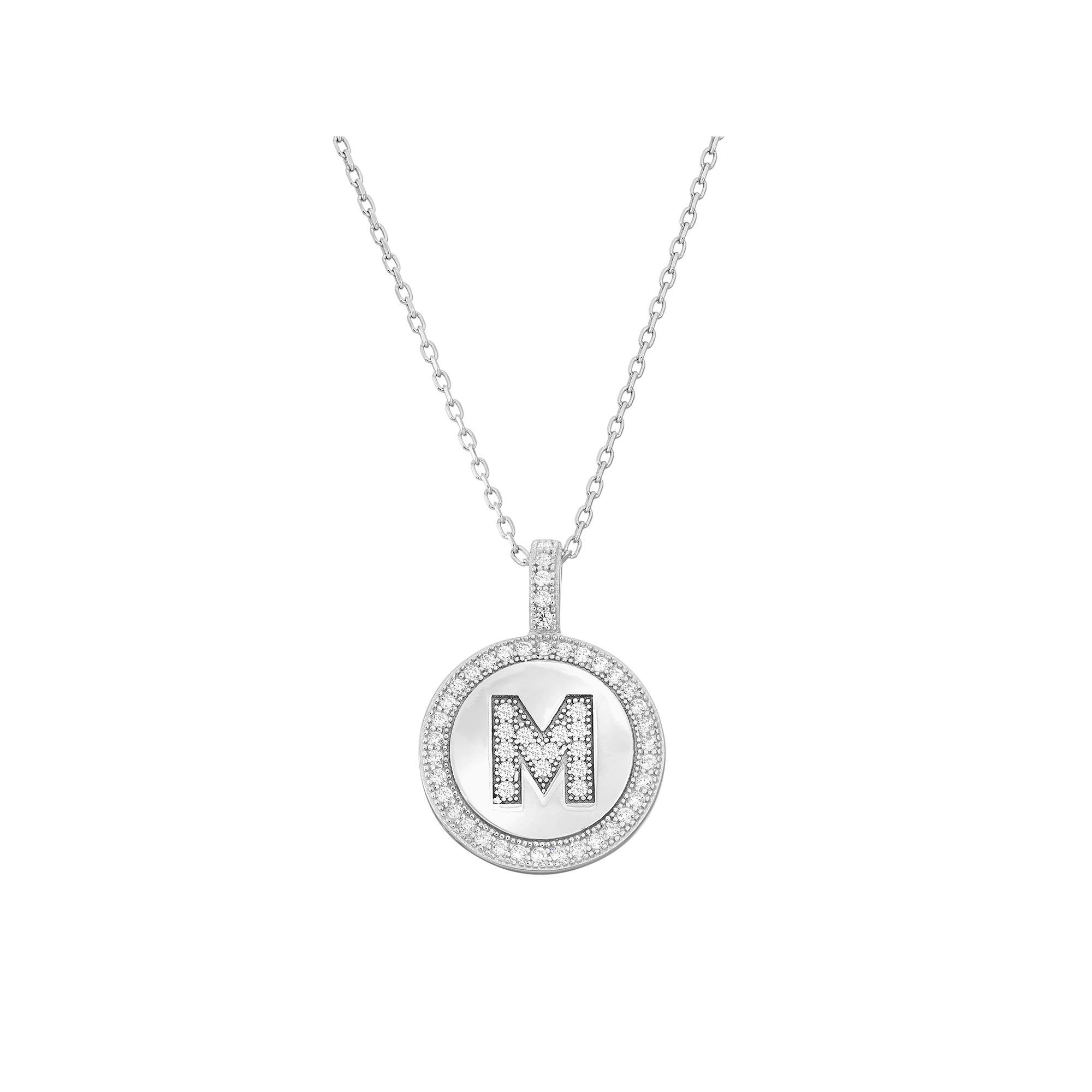 Sterling Silver Cubic Zirconia Initial Pendant Necklace, Women's, Size: 18" Product Image